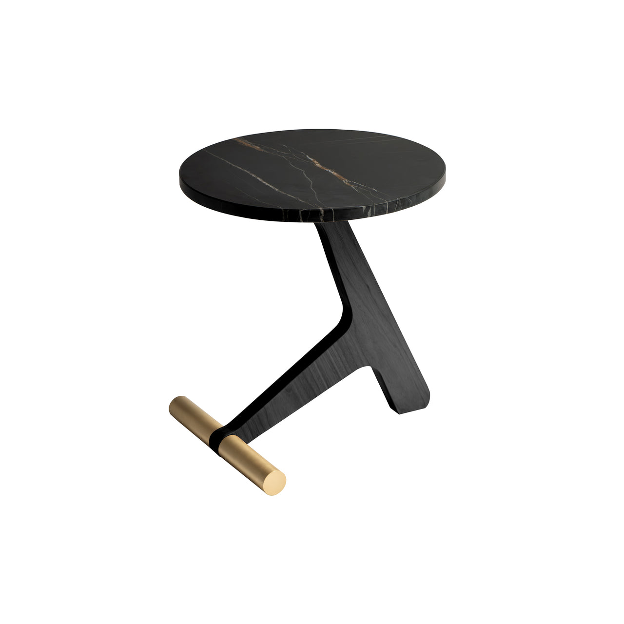 Puntero Table: Sahara Noir Marble + Black + Brass