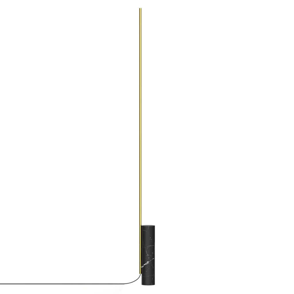 T.O Floor Light: Black Marquina Marble + Brass