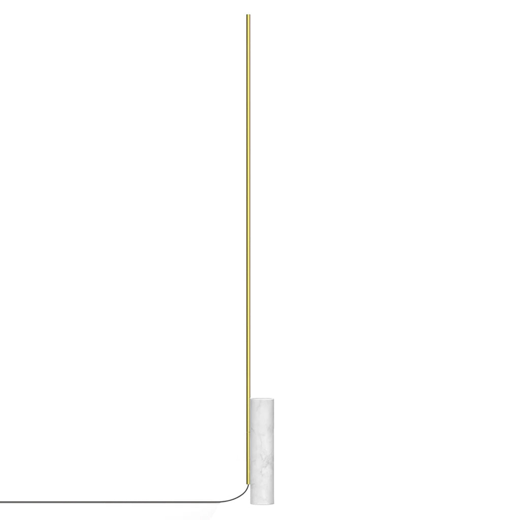 T.O Floor Light: White Carrara Marble + Brass