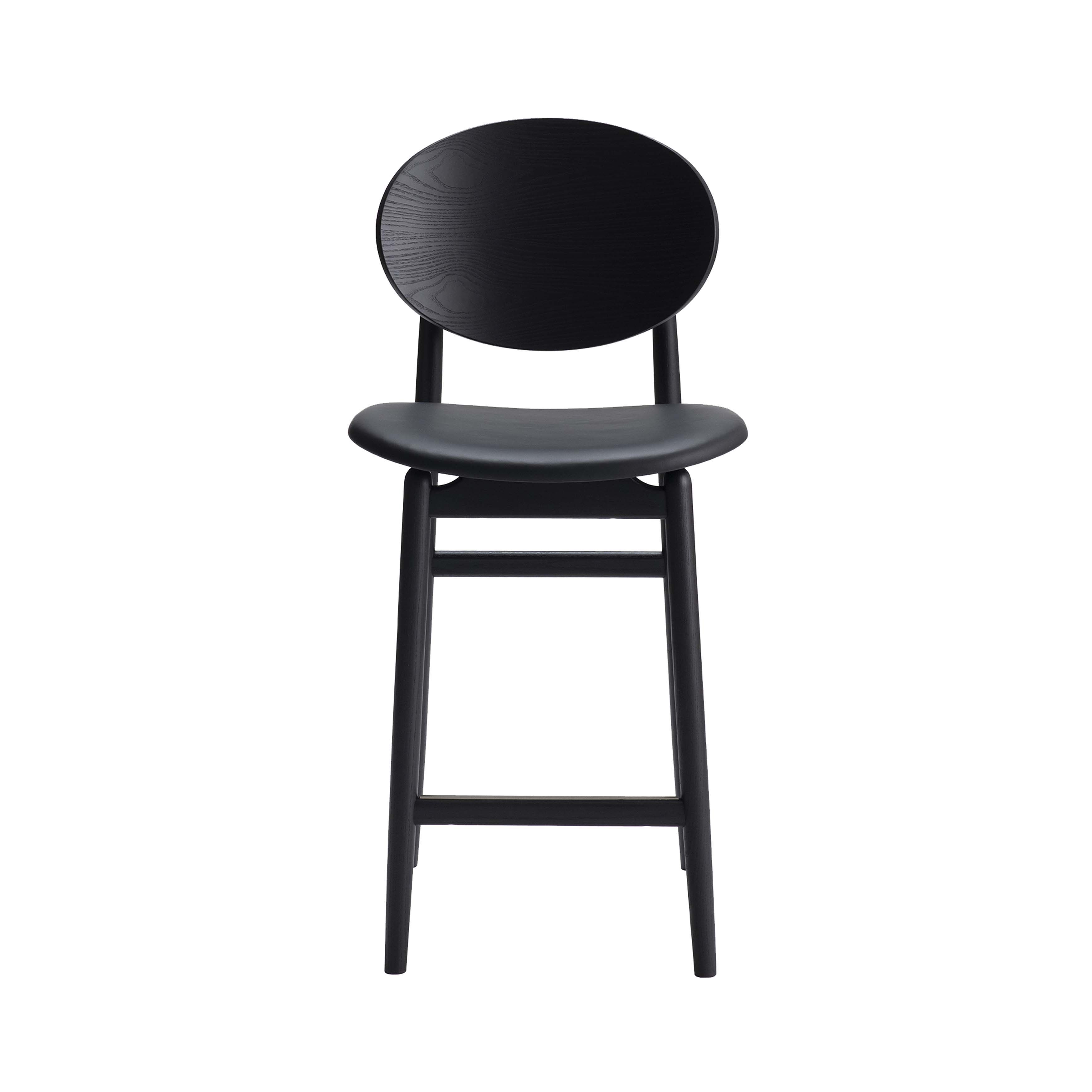 Outline Bar + Counter Stool: Seat Upholstered + Sumi Ash + Fibre Black