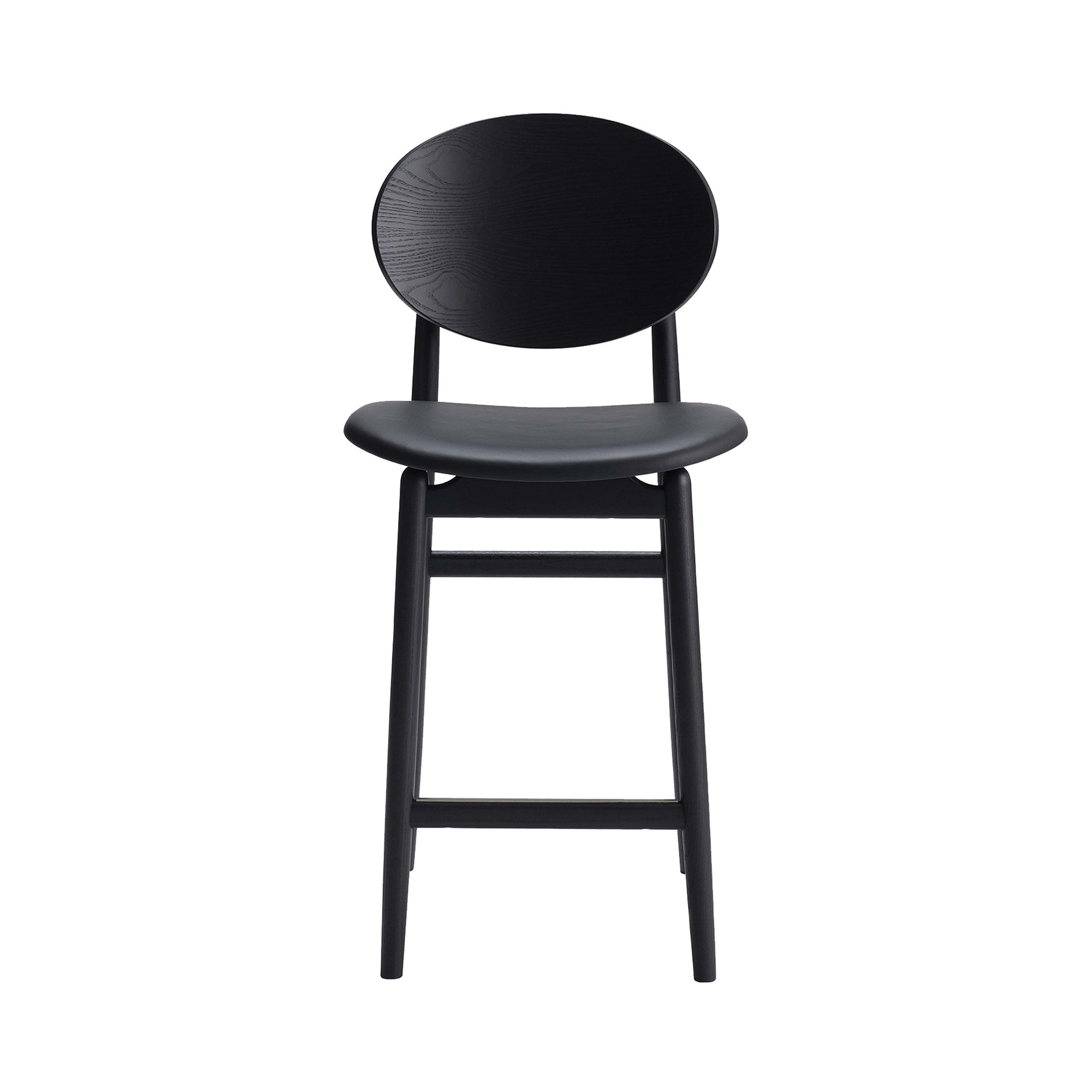 Outline Bar Stool: Seat Upholstered + Sumi Ash + Fibre Black
