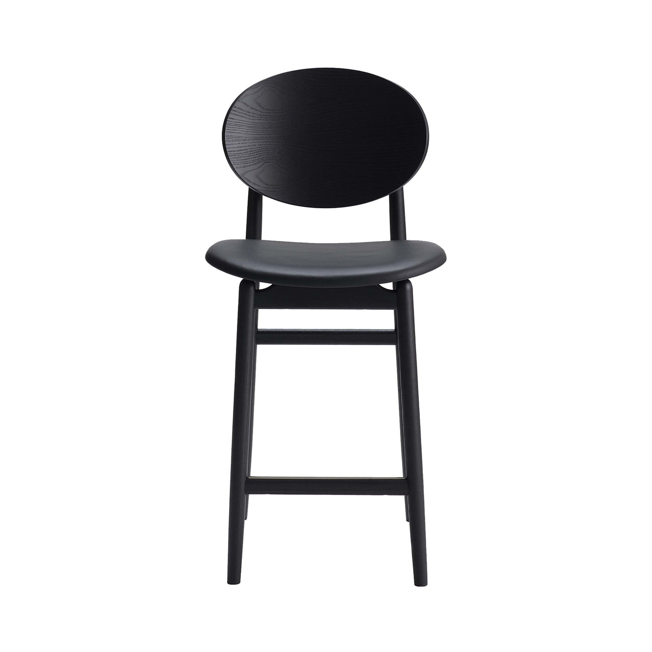 Outline Bar Stool: Seat Upholstered + Sumi Ash + Fibre Black