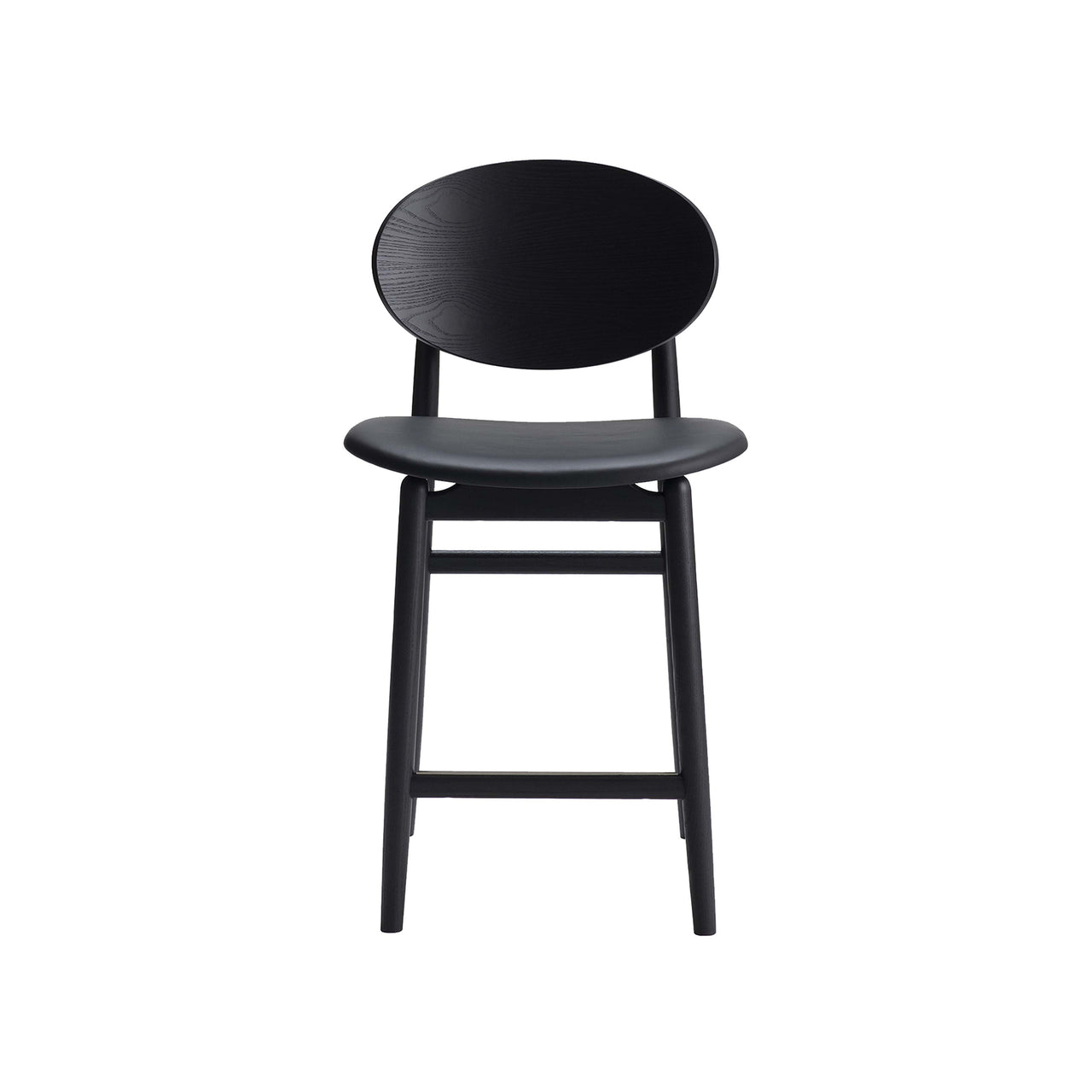 Outline Counter Stool: Seat Upholstered + Sumi Ash + Fibre Black