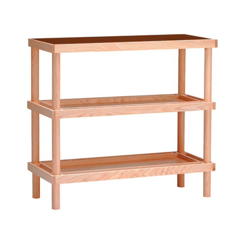 Taruki Shelf: Low + Bronze Glass + Natural Oak
