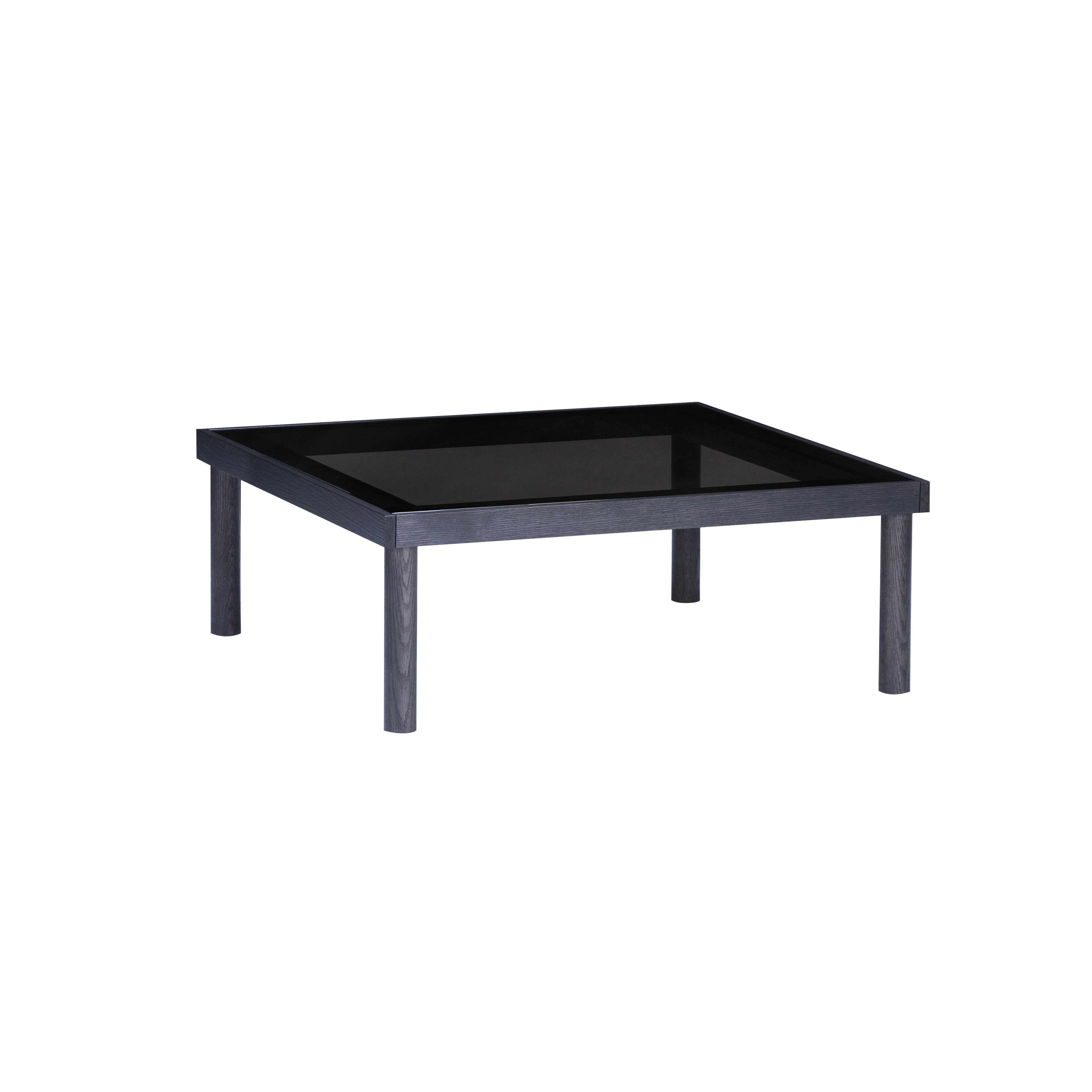 Taruki Coffee Table: Square + Smoked Glass + Indigo Ash