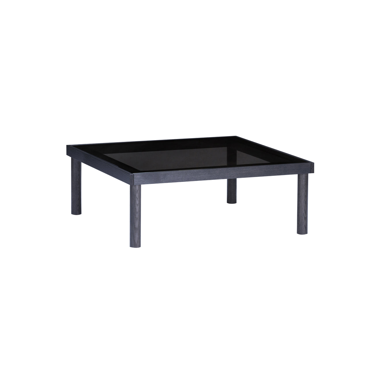 Taruki Coffee Table: Square + Smoked Glass + Indigo Ash