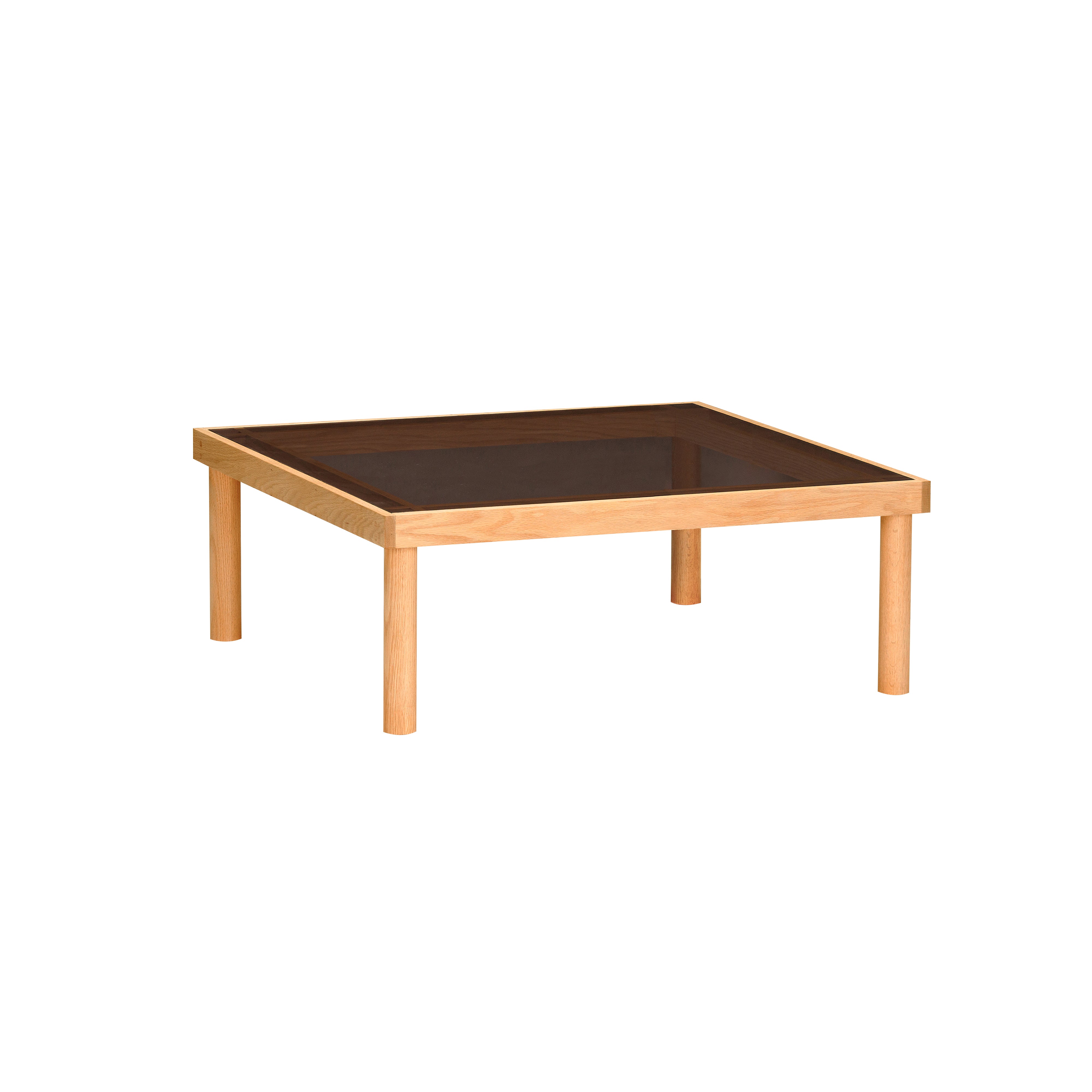 Taruki Coffee Table: Square + Bronze Glass + Natural Oak
