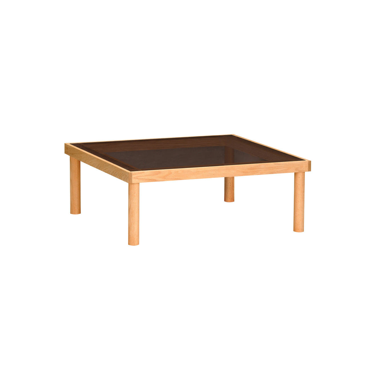 Taruki Coffee Table: Square + Bronze Glass + Natural Oak