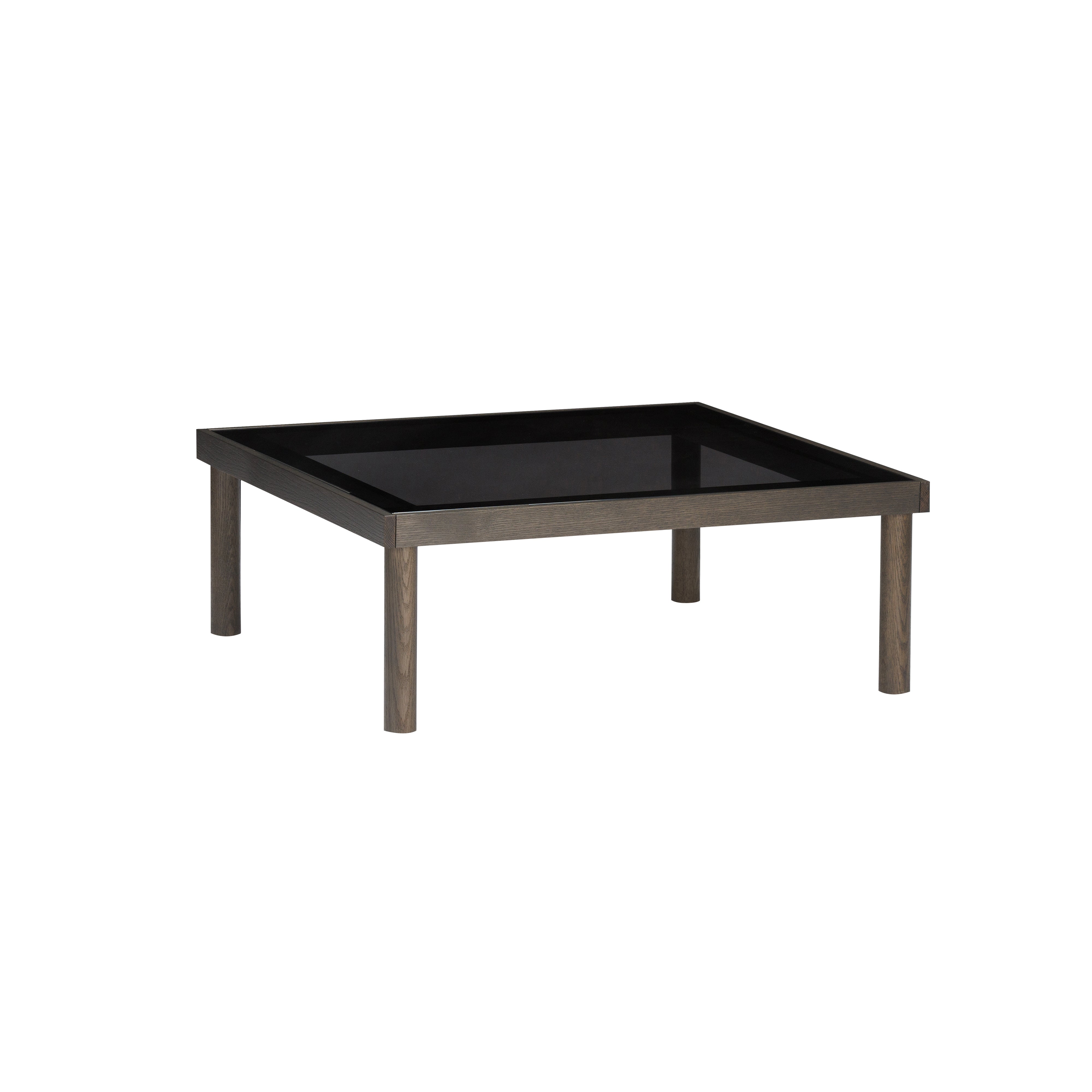 Taruki Coffee Table: Square + Smoked Glass + Smoked Oak