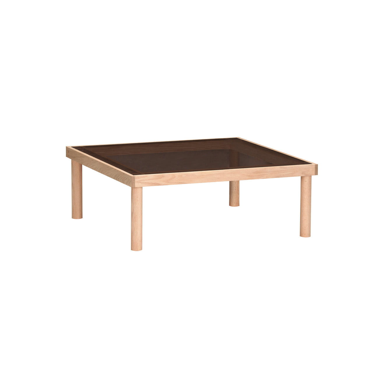 Taruki Coffee Table: Square + Bronze Glass + White Oak