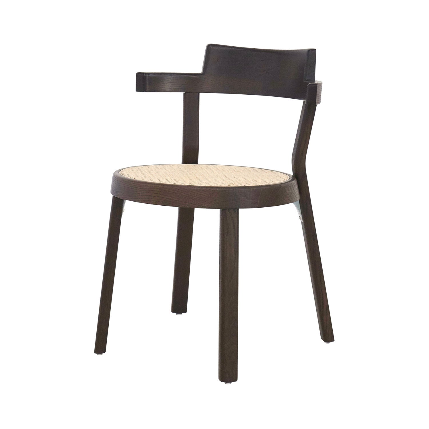 Pagoda Cane Chair: Dark Brown Oak