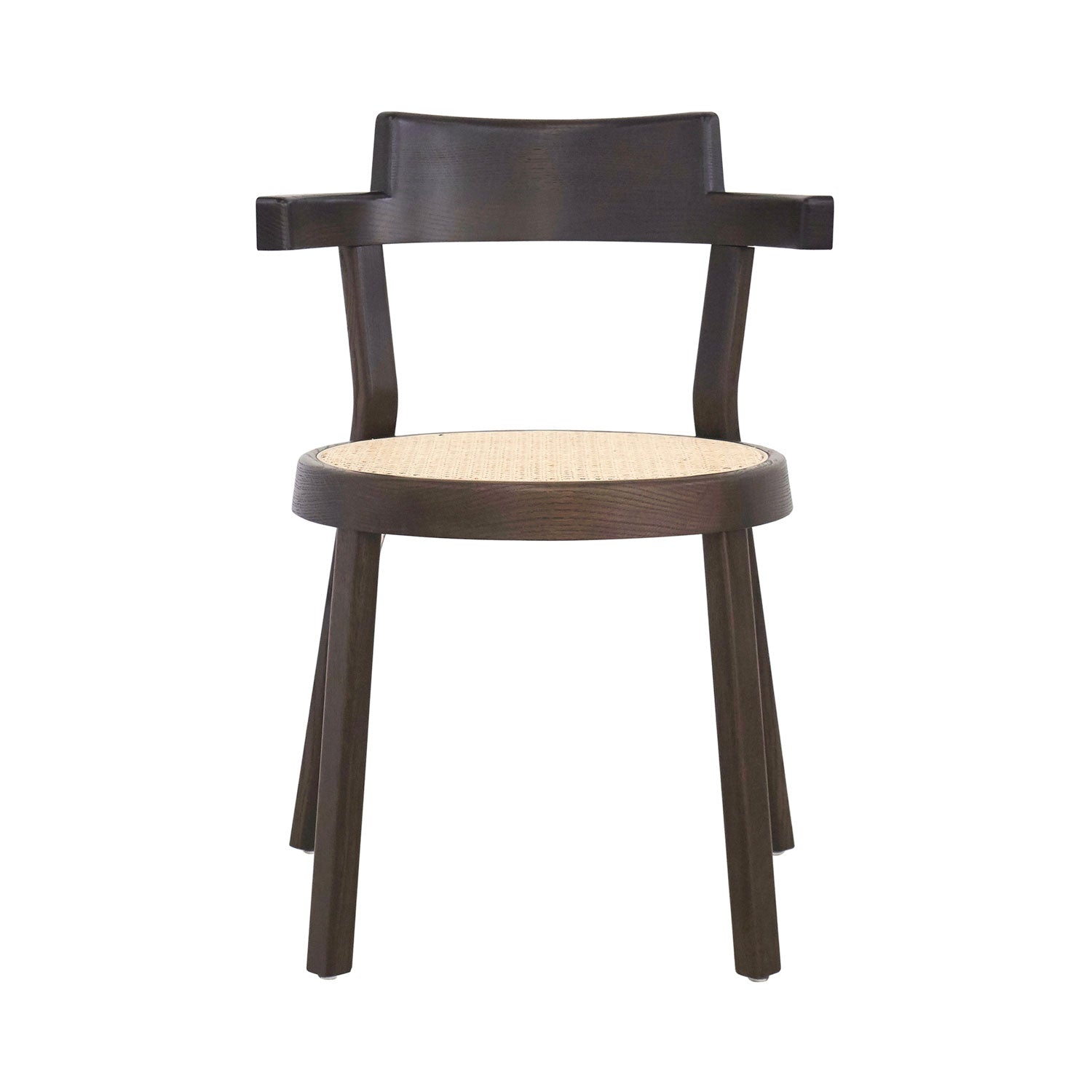 Pagoda Cane Chair: Dark Brown Oak