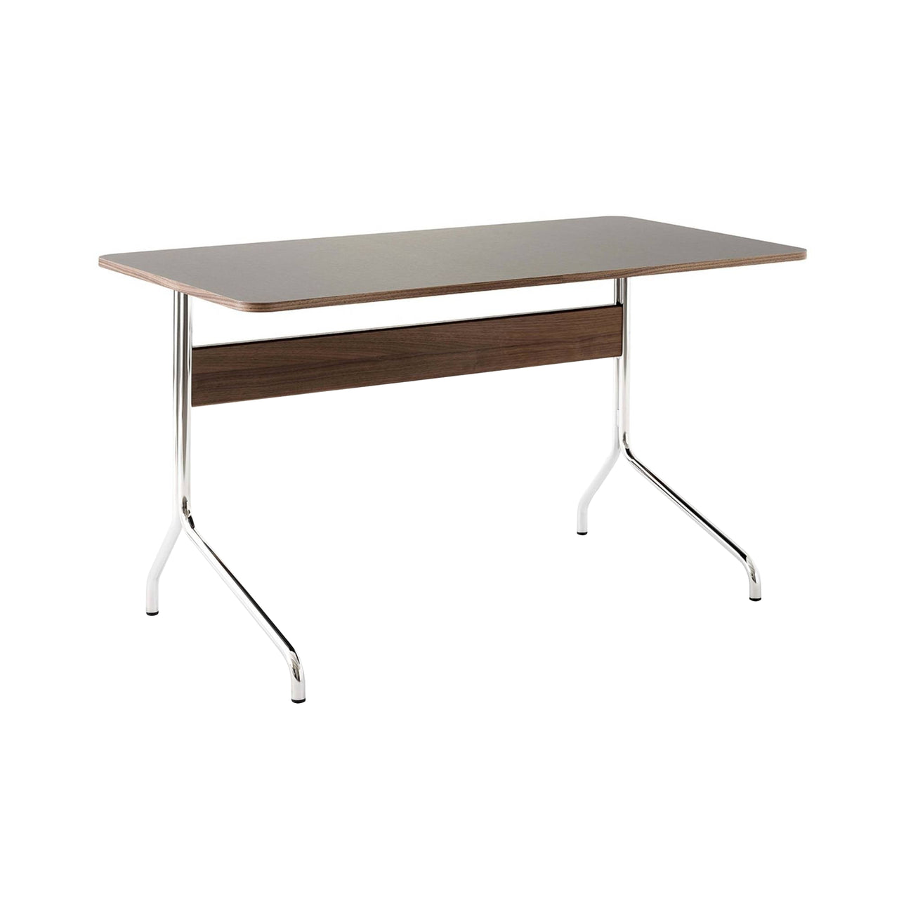 Pavilion Desk AV16 + AV17: Iron Linoleum + Lacquered Walnut + Chrome + AV16