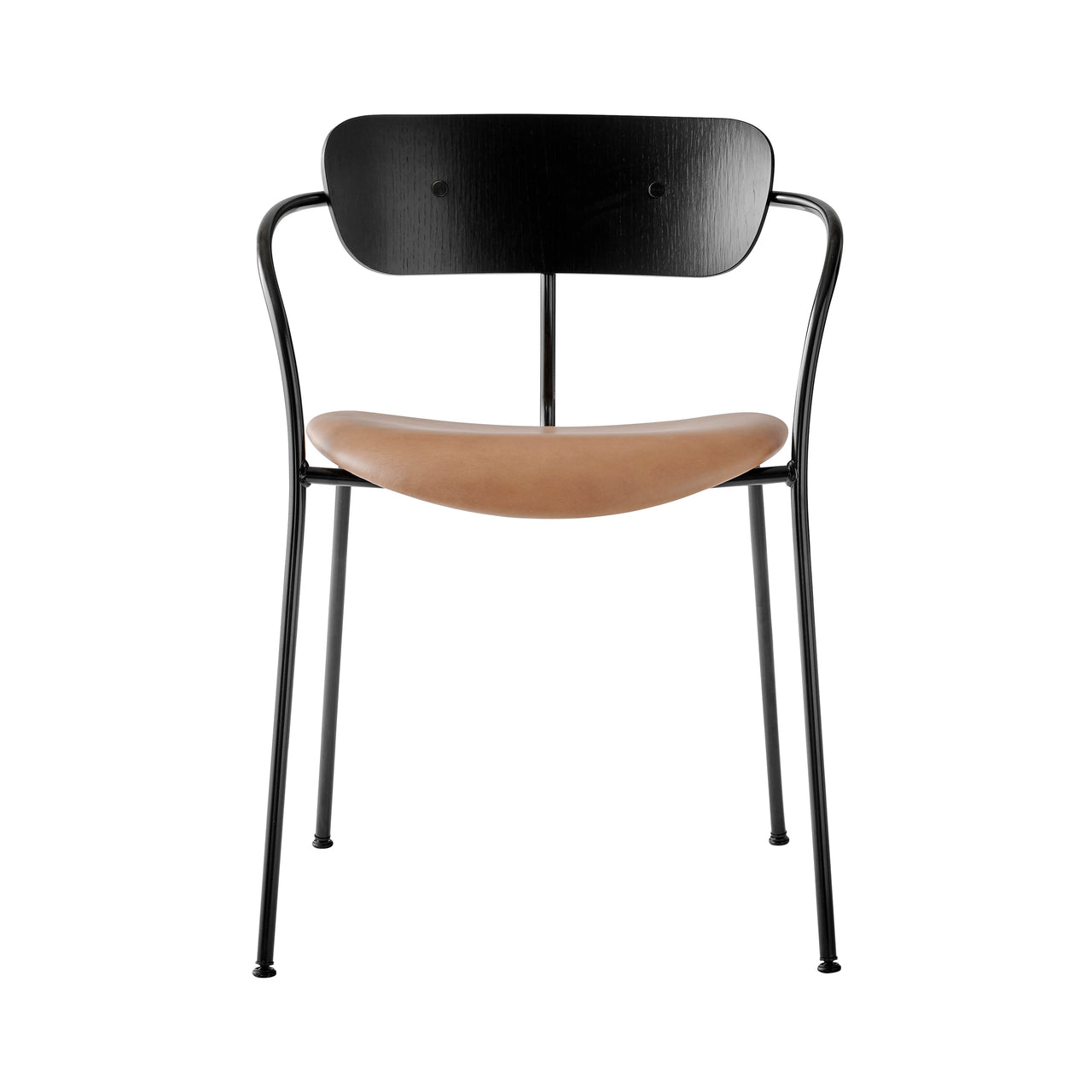 Pavilion Armchair Upholstered AV4: Black Lacquered Oak + Black