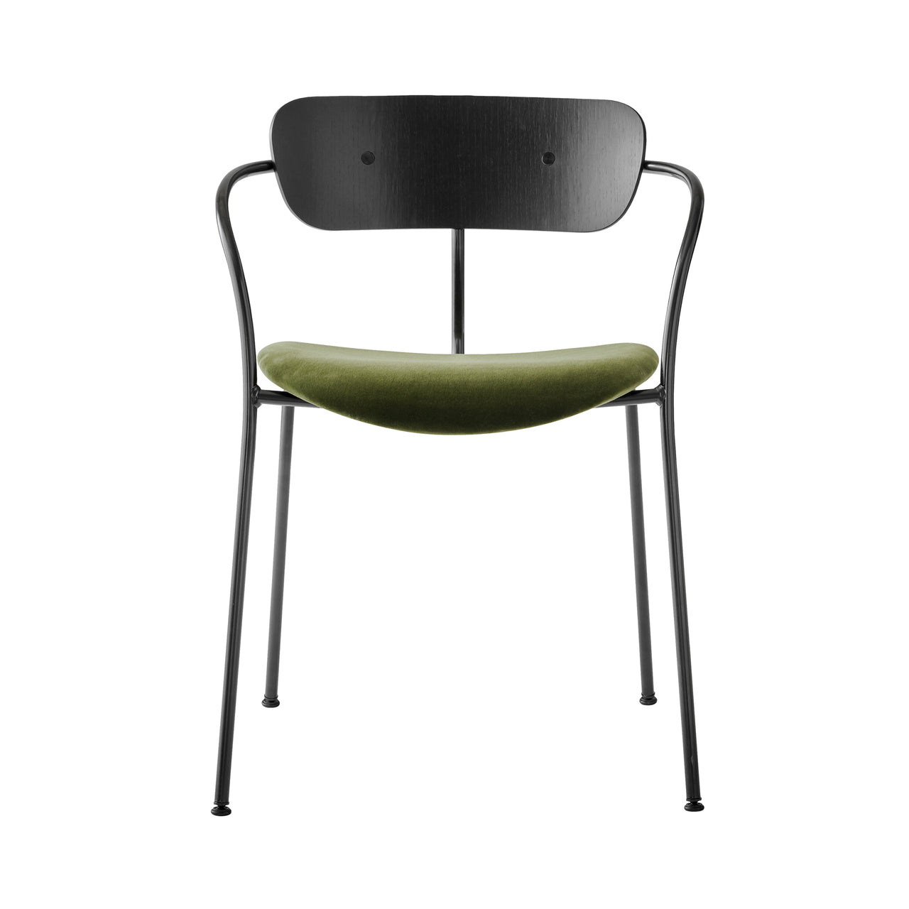 Pavilion Stacking Armchair AV4: Upholstered + Black Lacquered Oak + Black