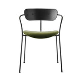 Pavilion Stacking Armchair AV4: Upholstered + Black Lacquered Oak + Black