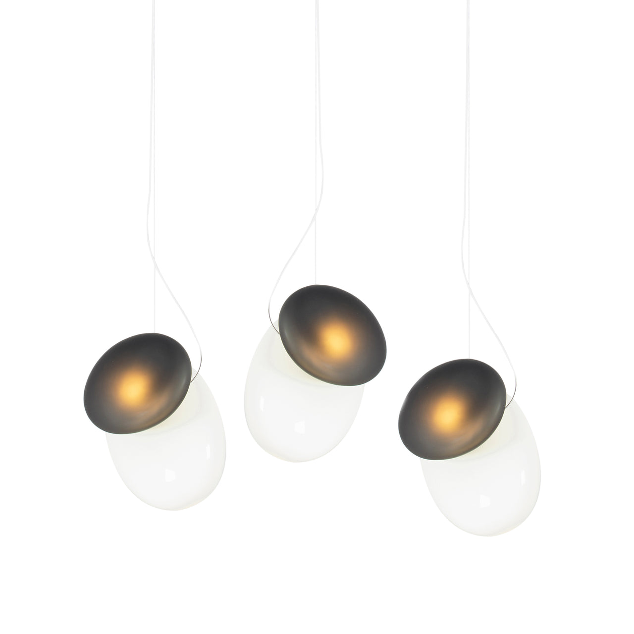 Pebble Linear 3 Pendant Light: A + D + Pearl + Slate