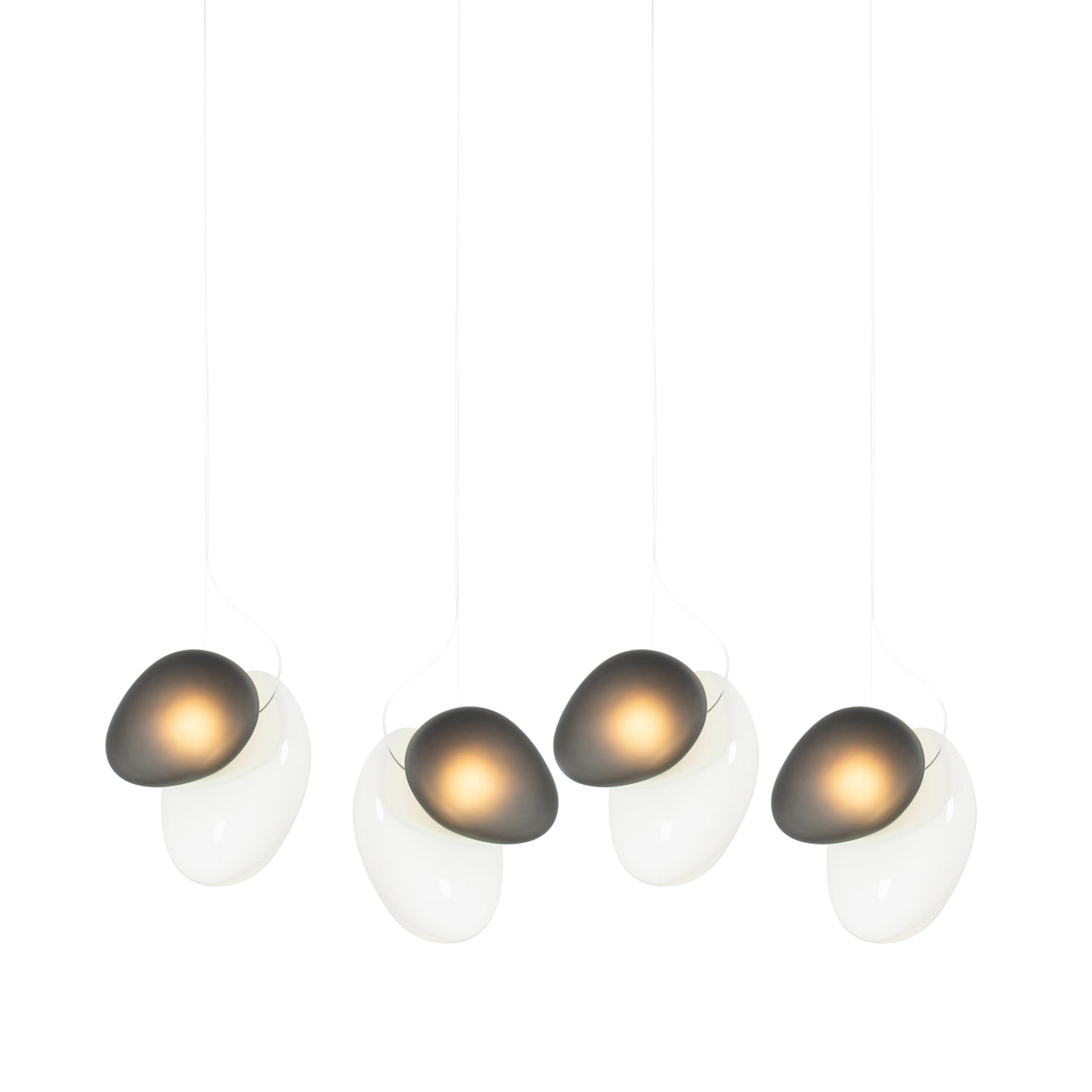 Pebble Linear 4 Pendant Light: A + C + Pearl + Slate