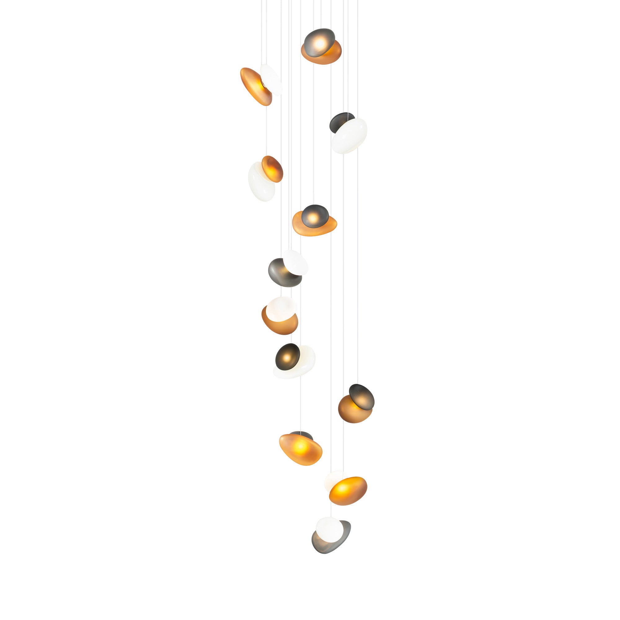 Pebble Chandelier 12: Cluster + Assorted + White Sandtex
