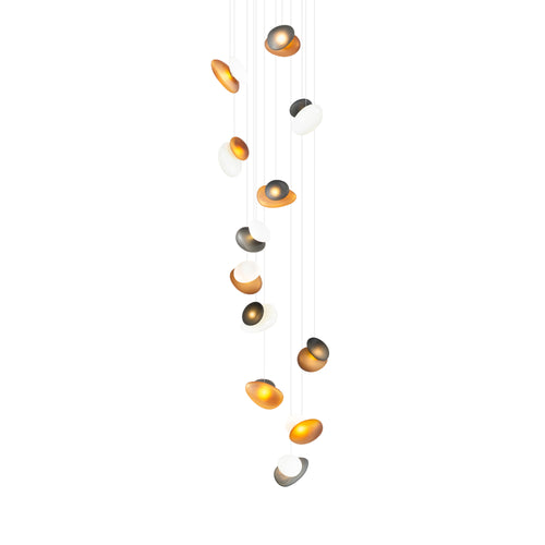 Pebble Chandelier 12: Cluster + Assorted + White Sandtex