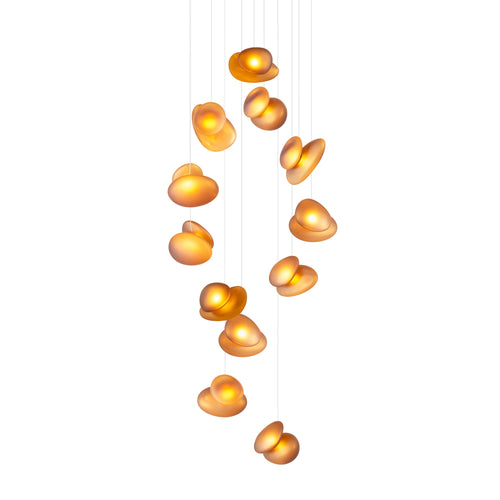 Pebble Chandelier 12: Double Helix + Citrine + White Sandtex