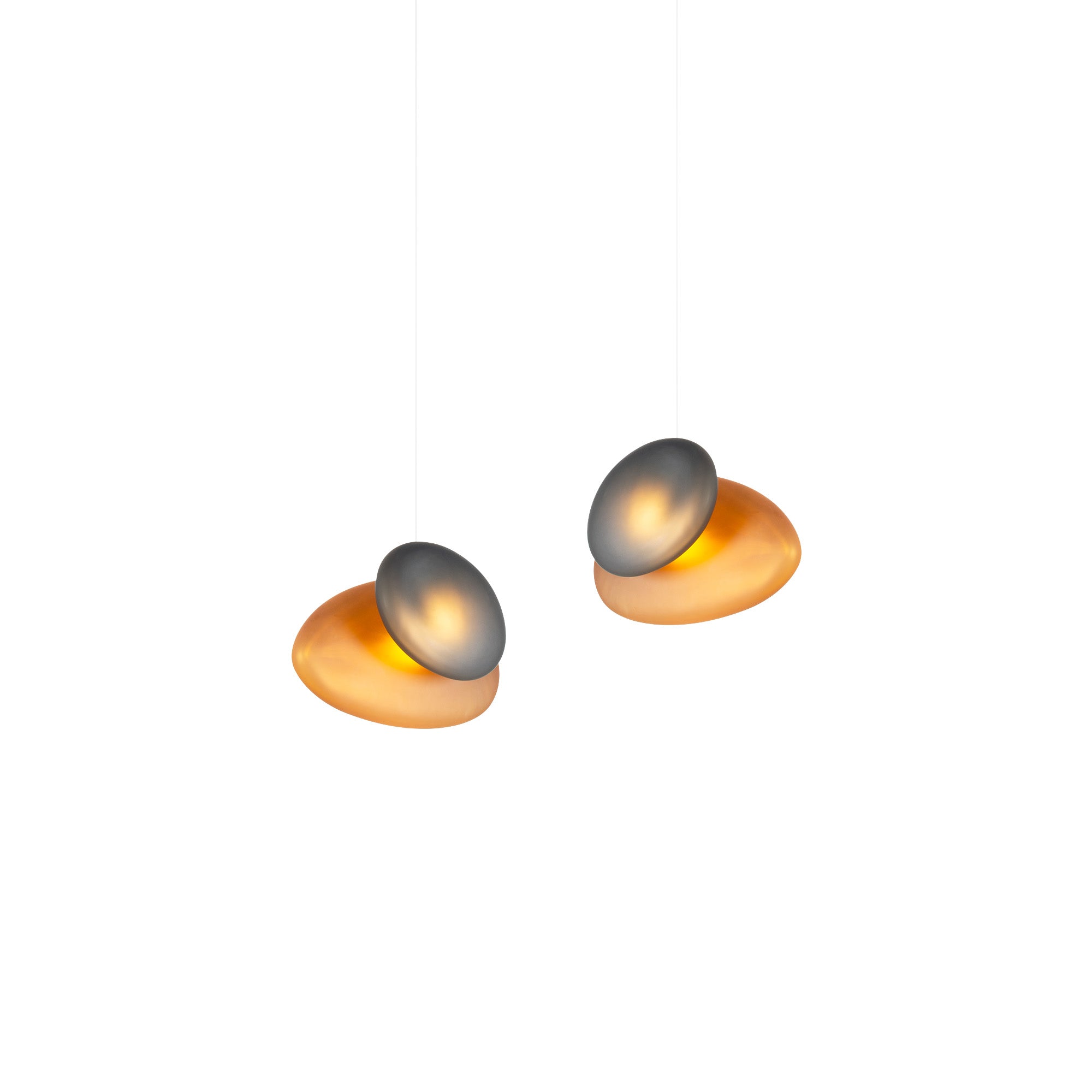 Pebble Linear 2 Pendant Light: B + Citrine + Slate