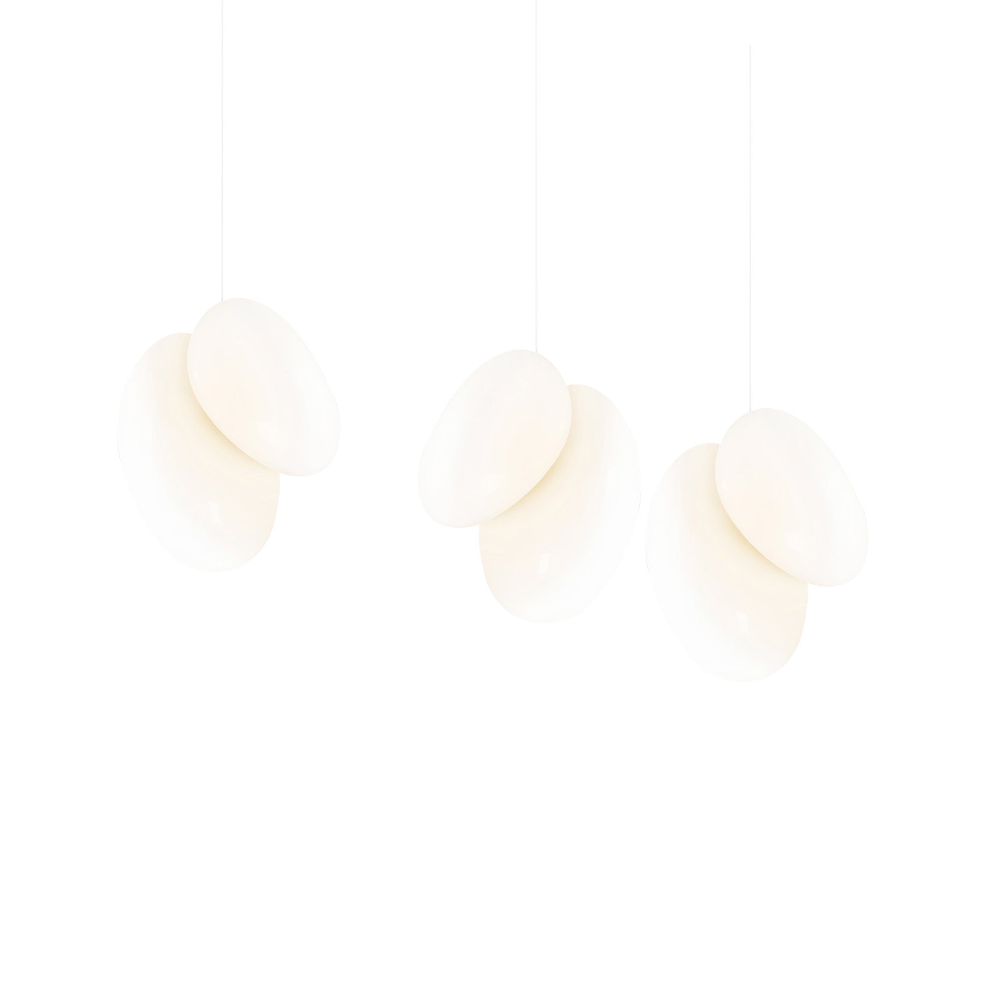 Pebble Linear 3 Pendant Light: A + Pearl + Pearl