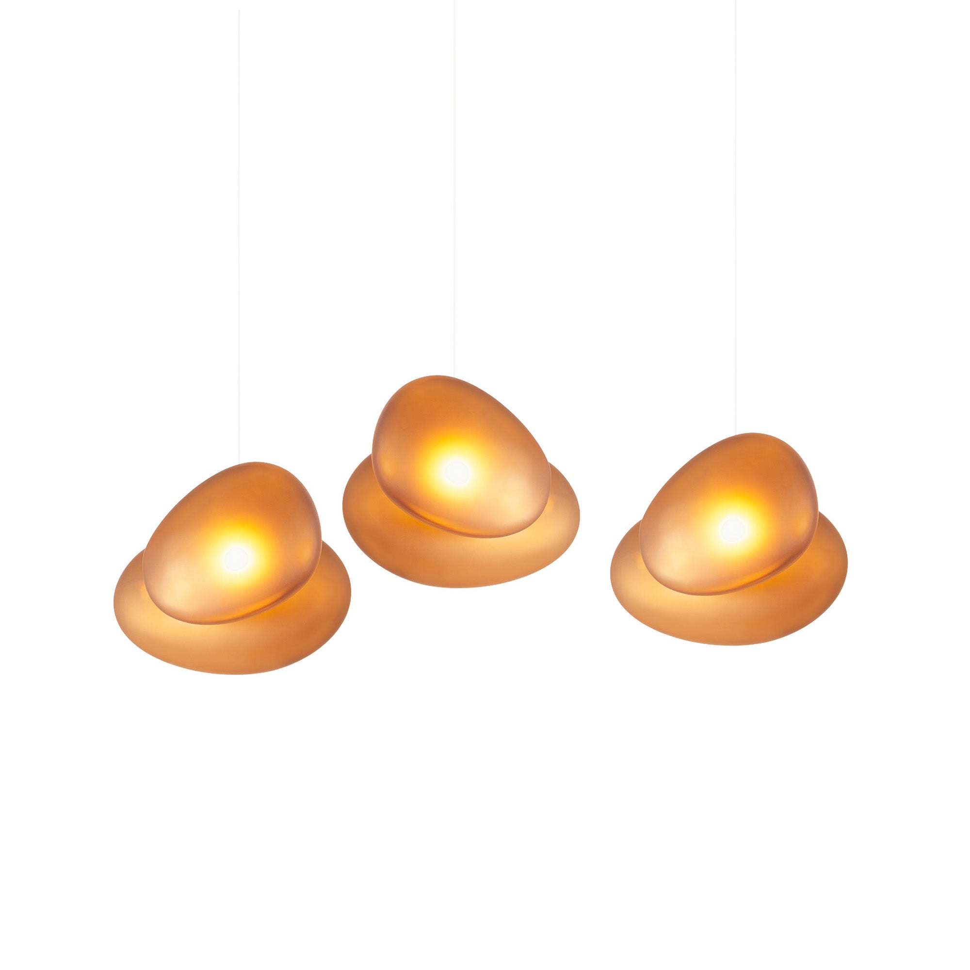 Pebble Linear 3 Pendant Light: A + Citrine + Citrine