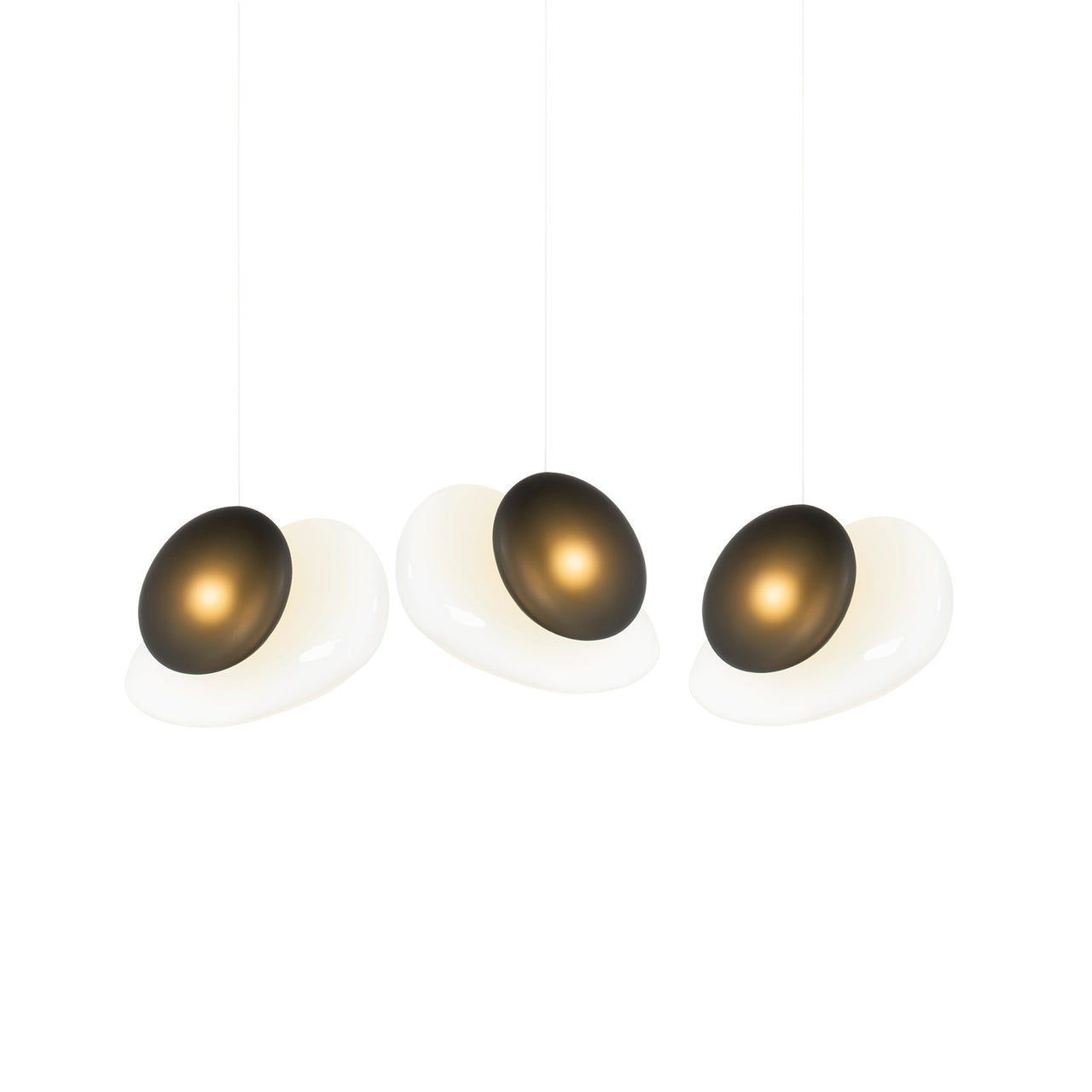 Pebble Linear 3 Pendant Light: B + Pearl + Slate