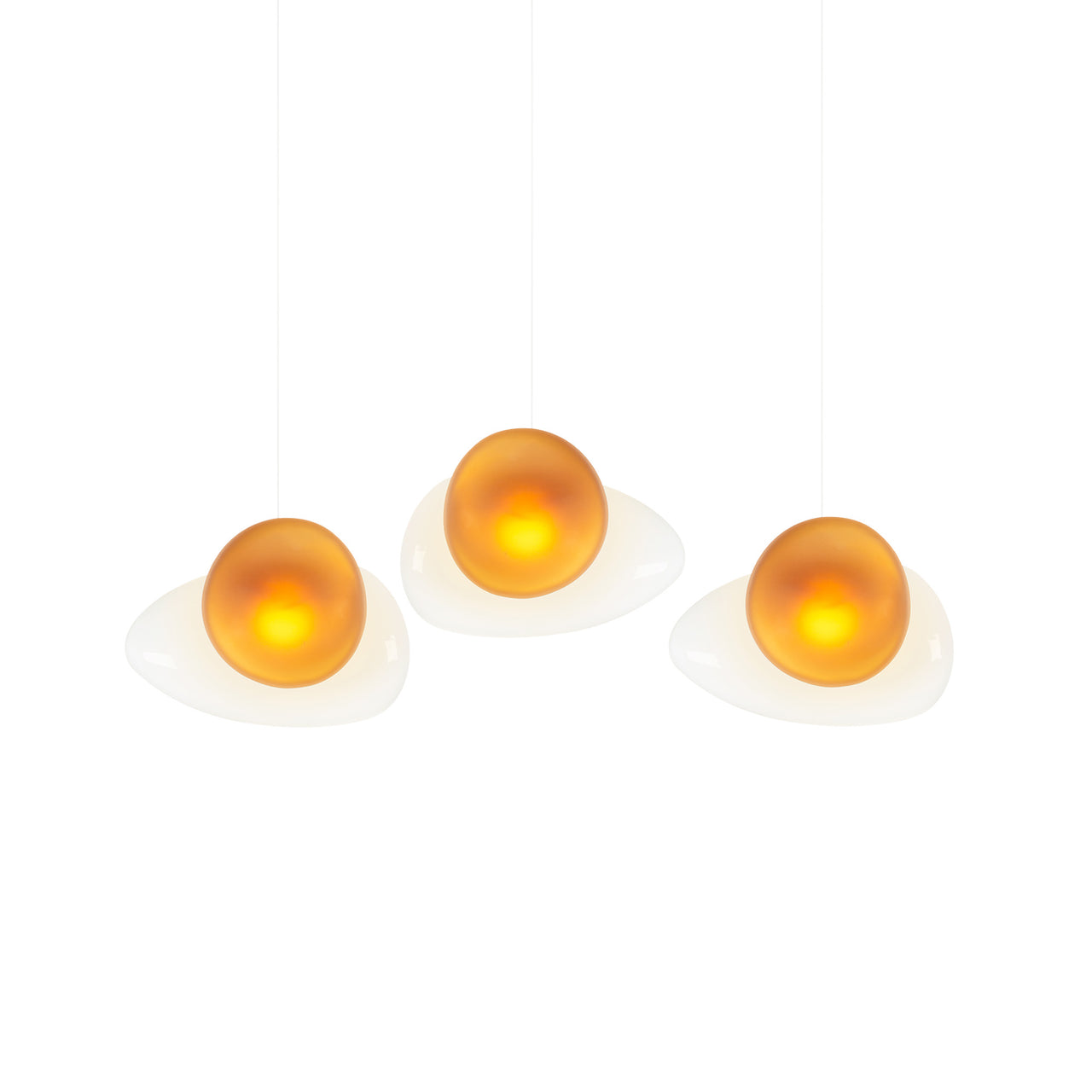 Pebble Linear 3 Pendant Light: B + Pearl + Citrine