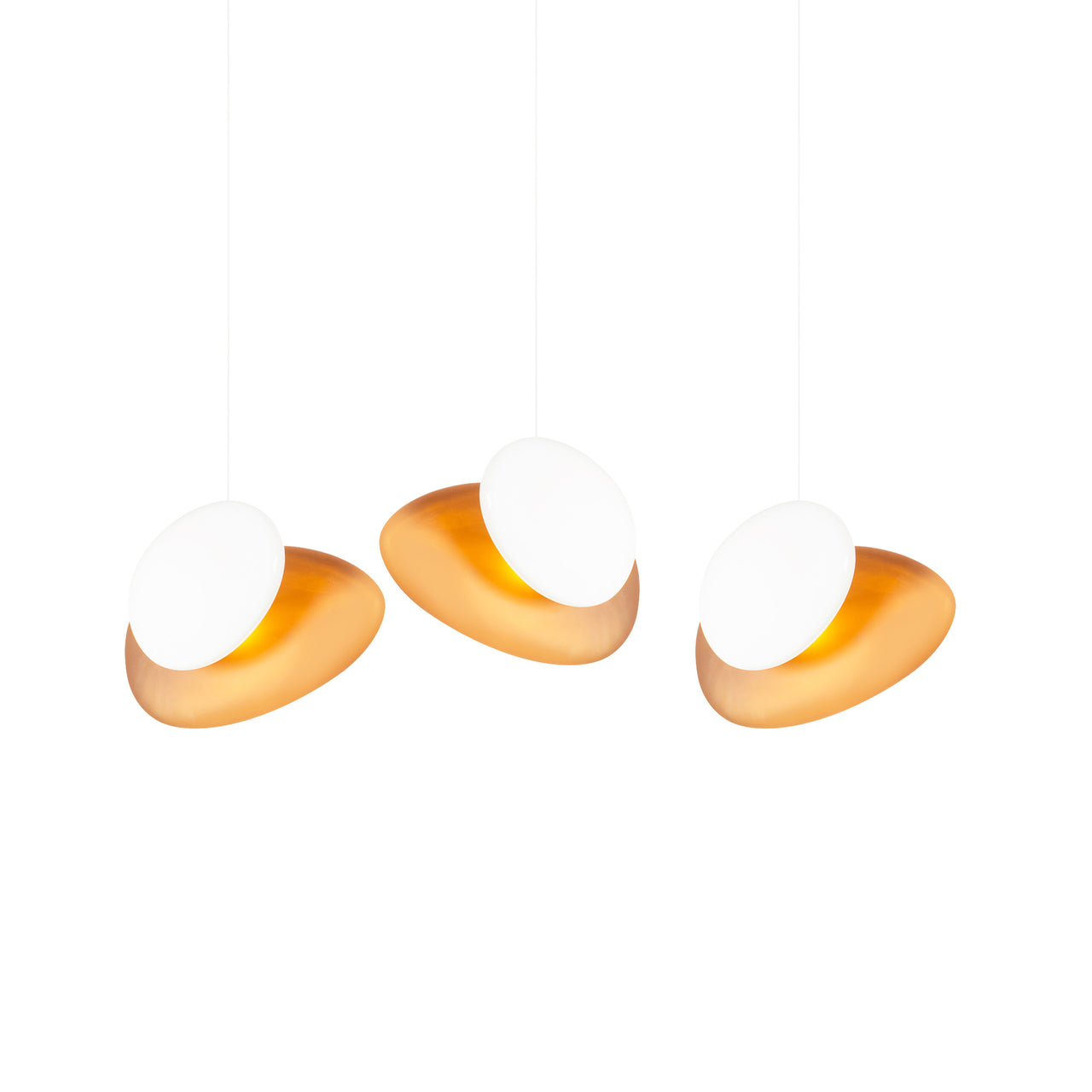 Pebble Linear 3 Pendant Light: B + Citrine + Pearl