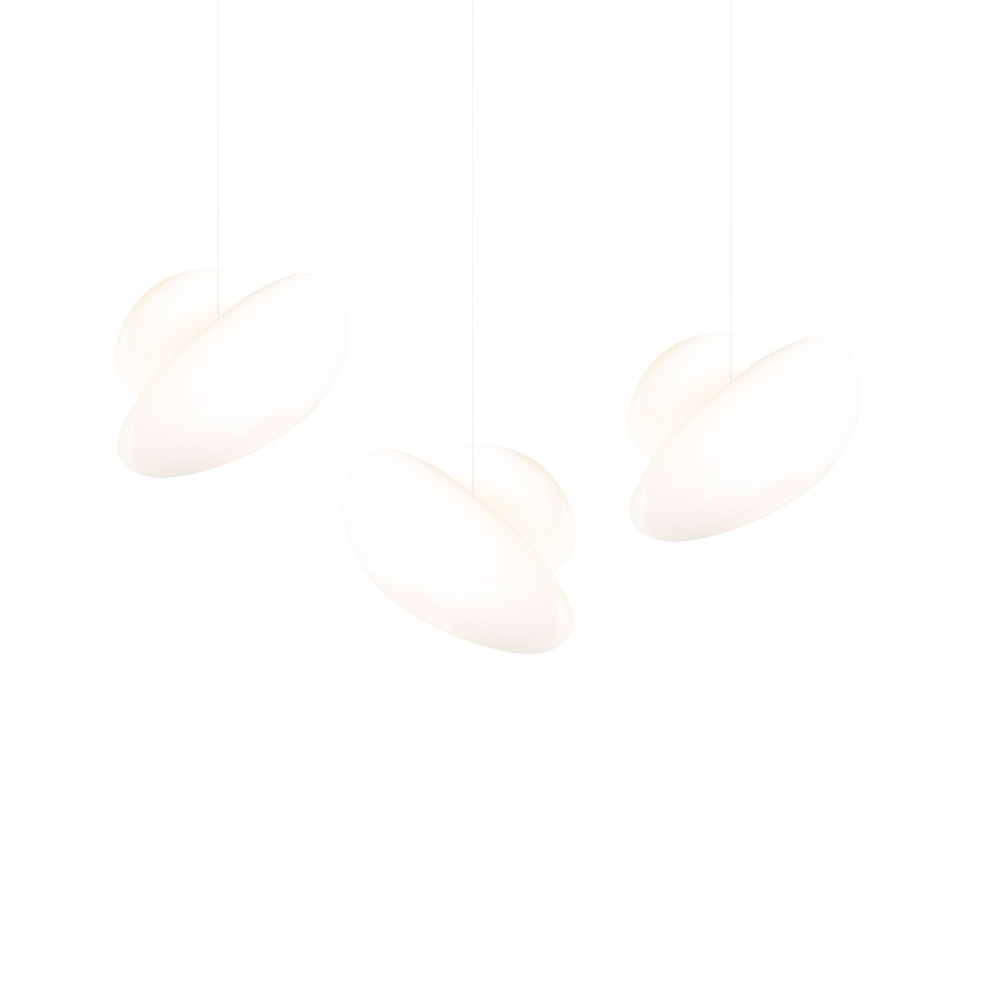 Pebble Linear 3 Pendant Light: B + Pearl + Pearl