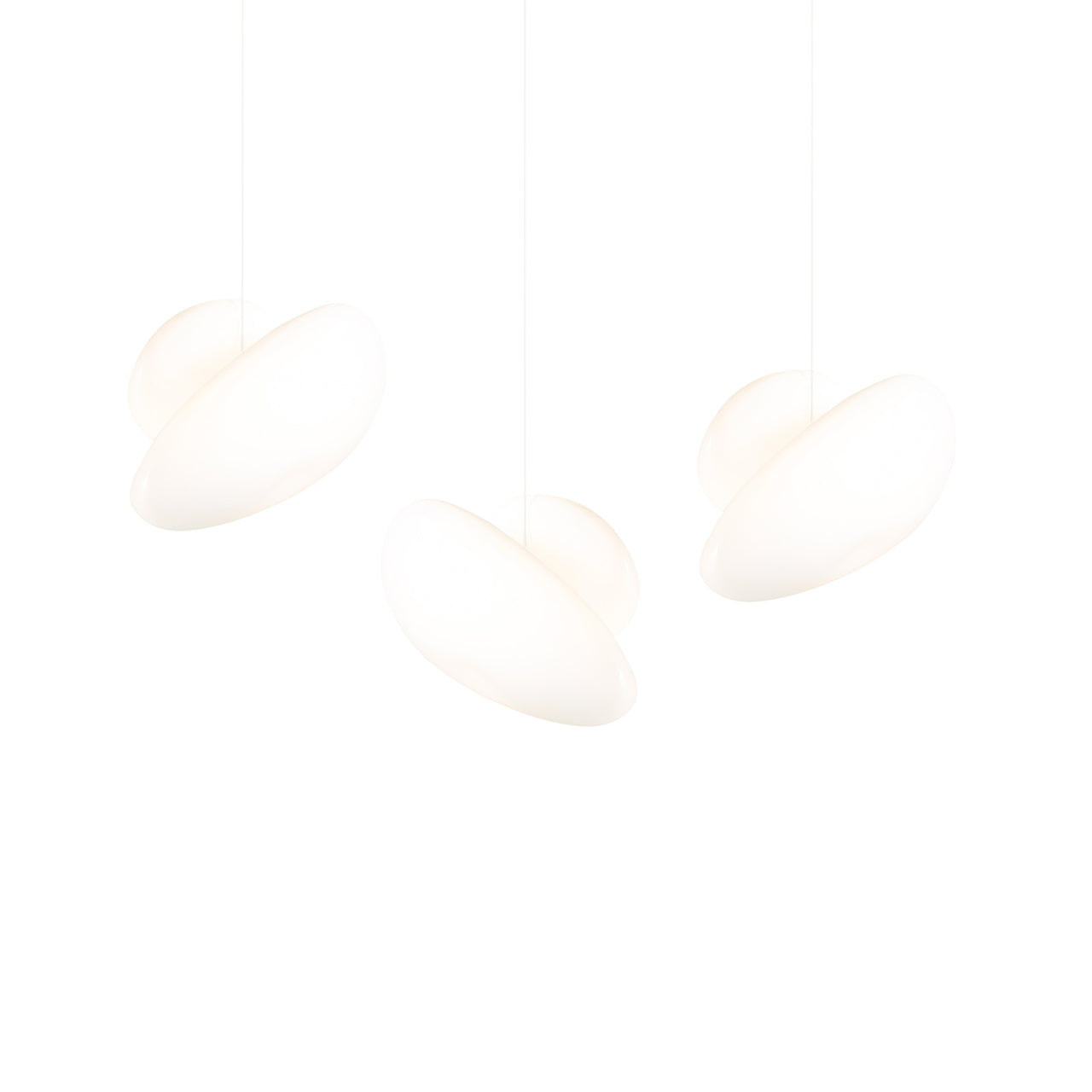 Pebble Linear 3 Pendant Light: B + Pearl + Pearl