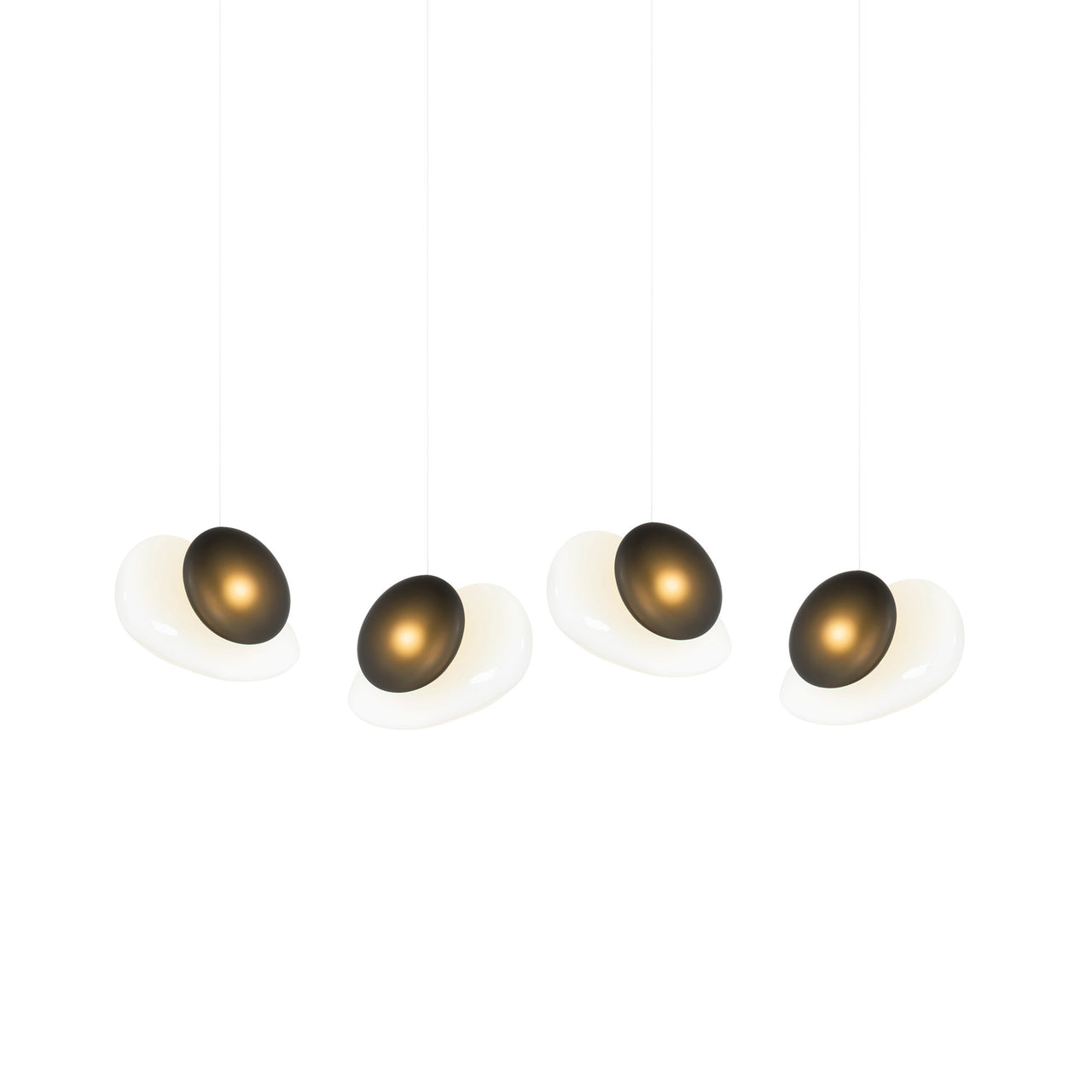 Pebble Linear 4 Pendant Light: B + Pearl + Slate