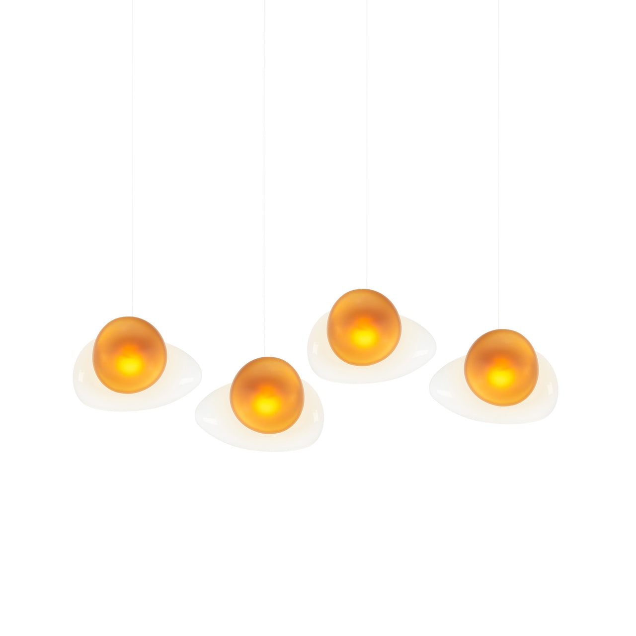 Pebble Linear 4 Pendant Light: B + Pearl + Citrine