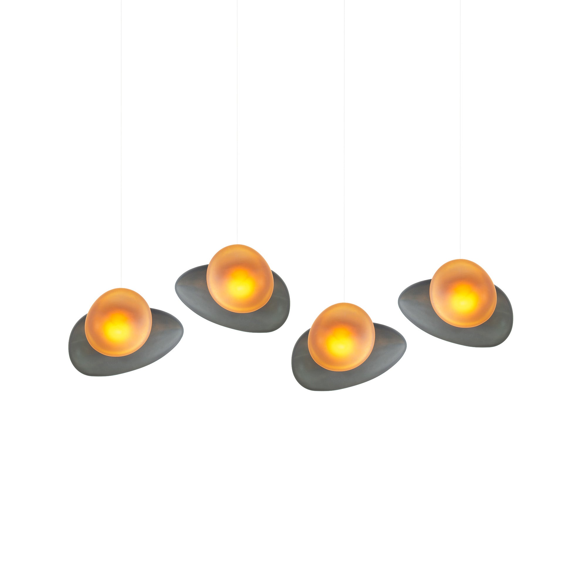 Pebble Linear 4 Pendant Light: B + Slate + Citrine