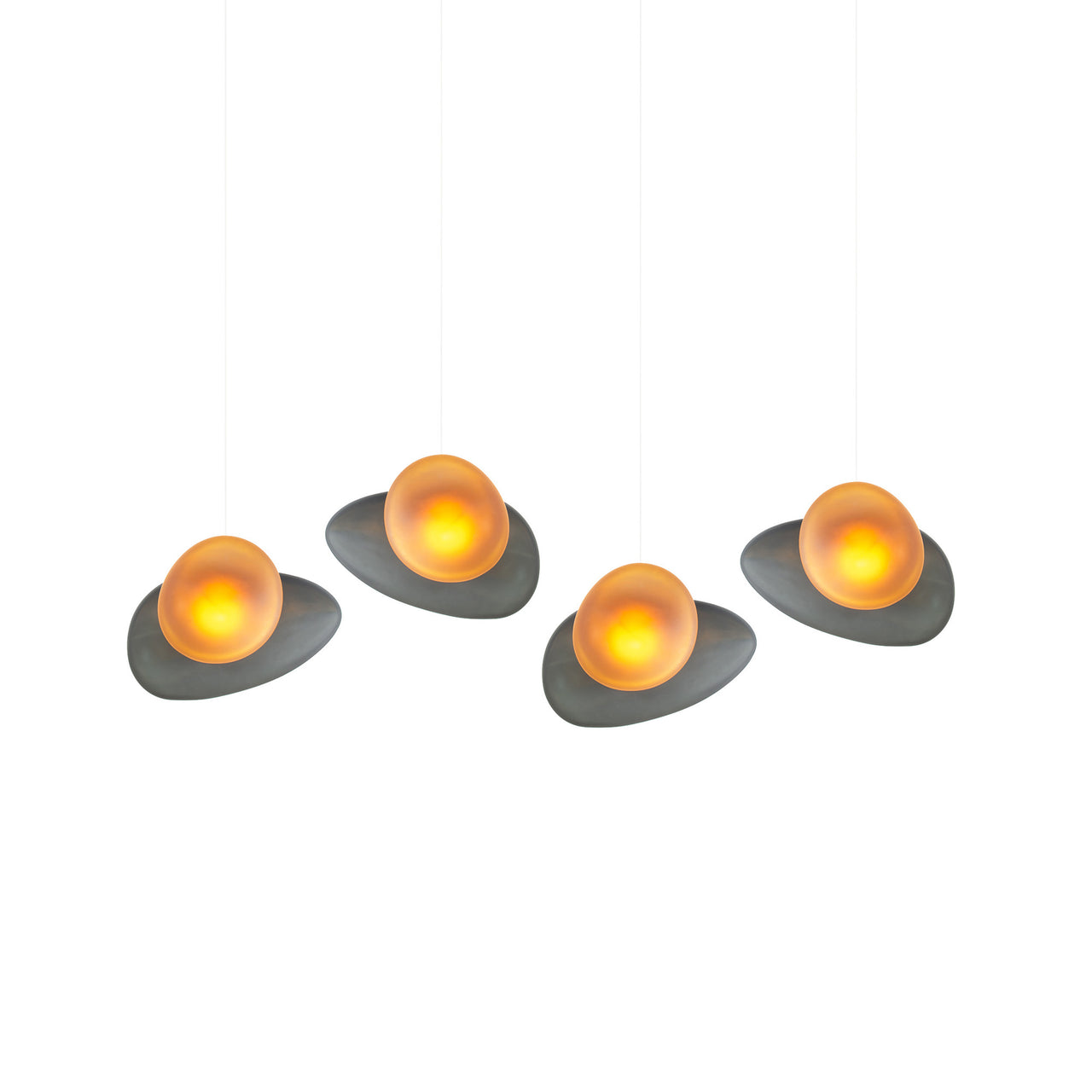 Pebble Linear 4 Pendant Light: B + Slate + Citrine