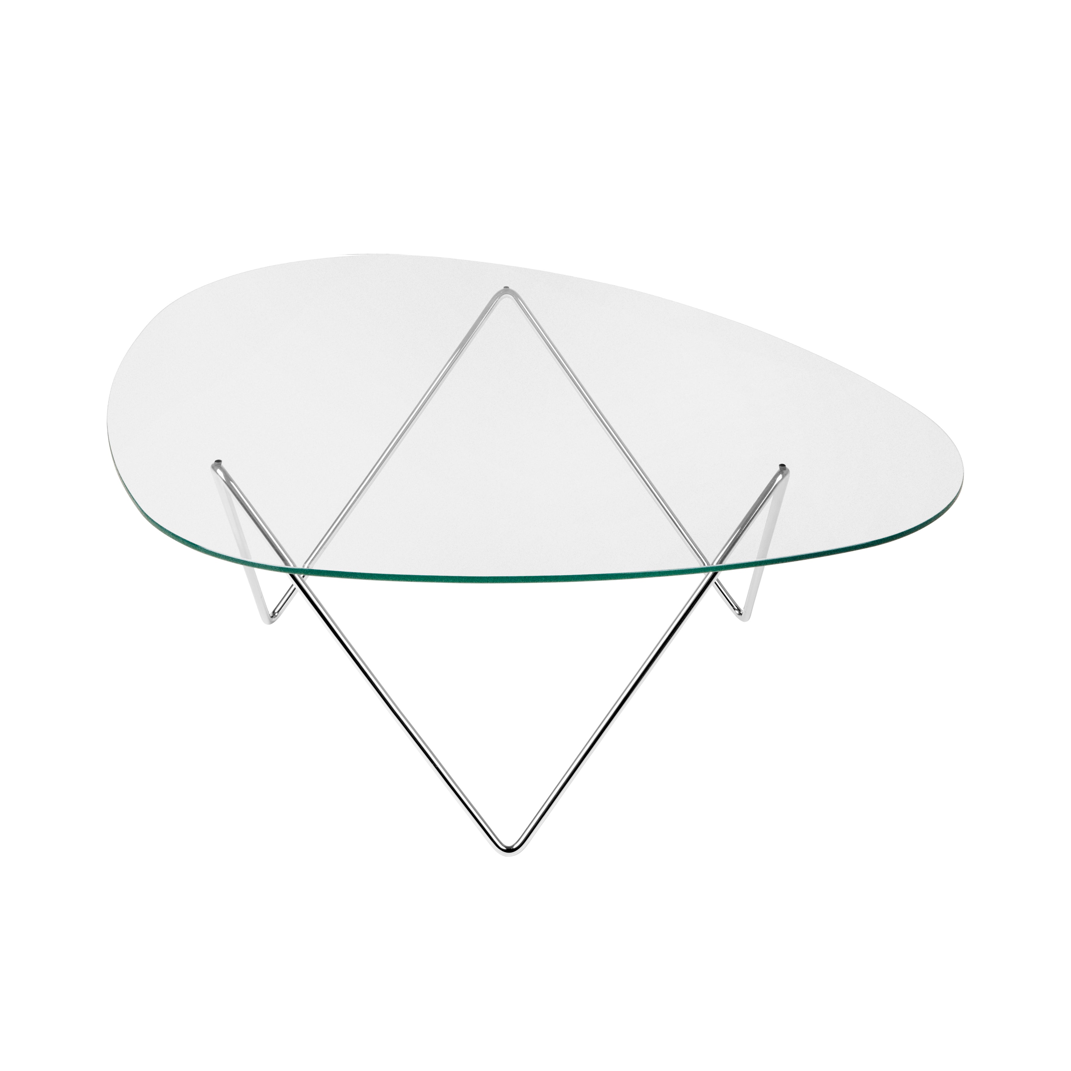 Pedrera Coffee Table: Transparent Glass + Chrome