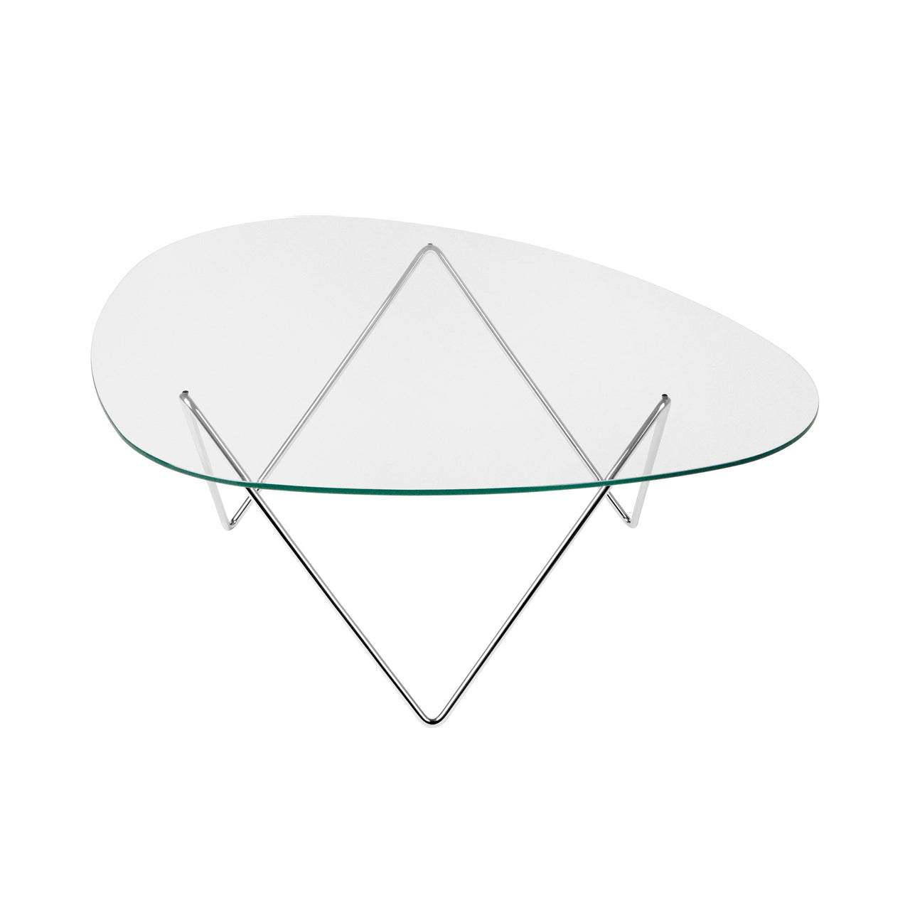 Pedrera Coffee Table: Transparent Glass + Chrome