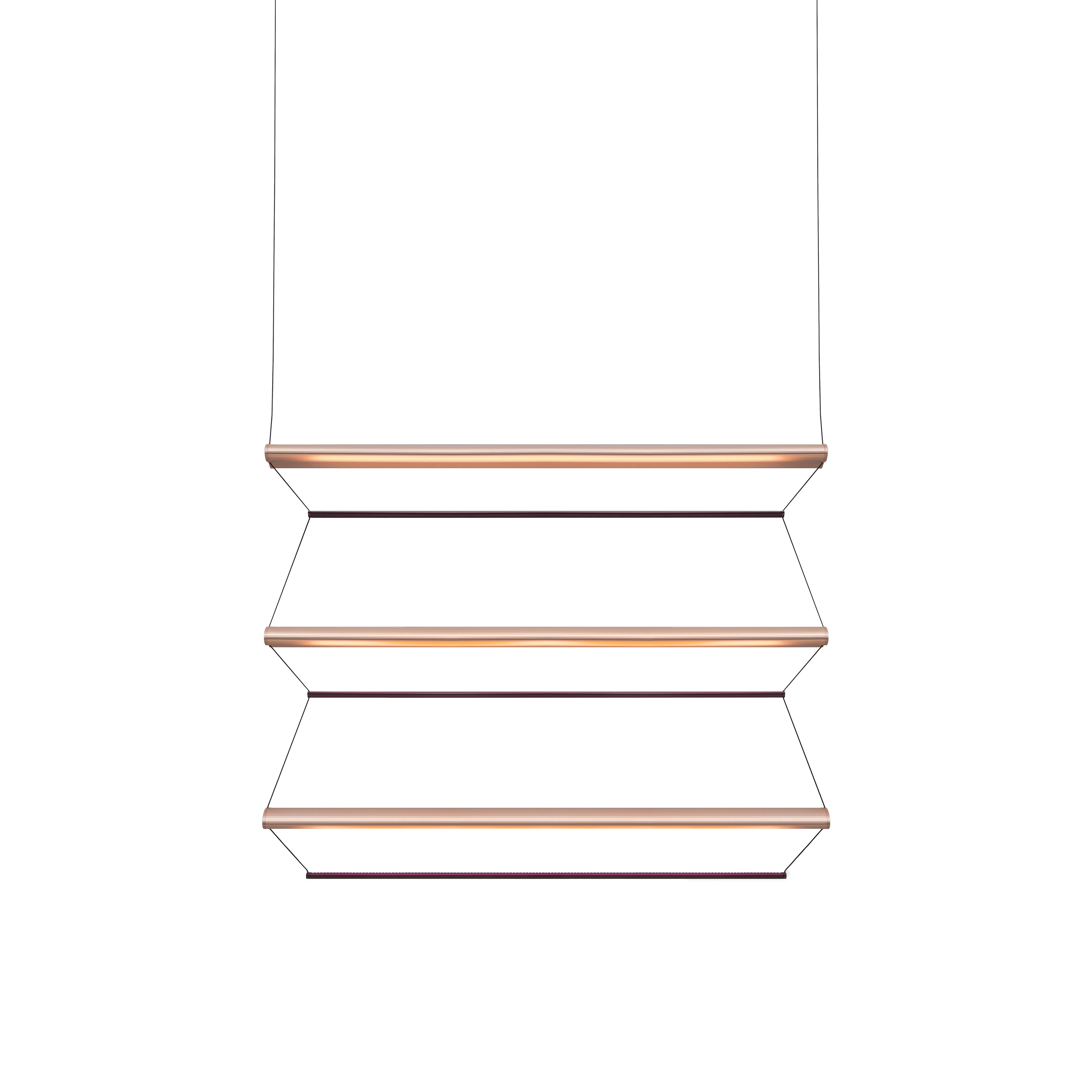 Tier 150 Vertical Pendant Light: 3V + Anodized Copper + Amethyst