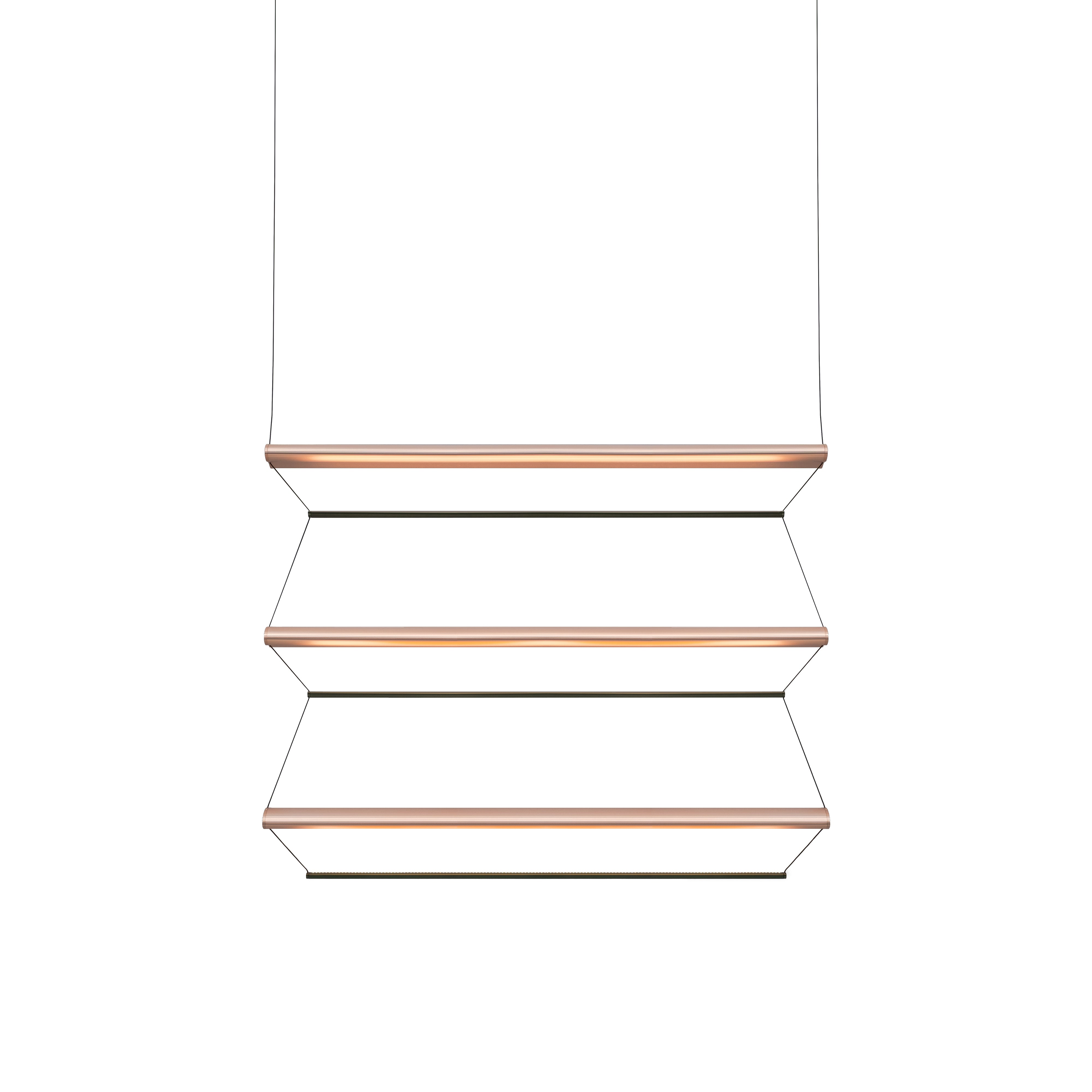 Tier 150 Vertical Pendant Light: 3V + Anodized Copper + Emerald