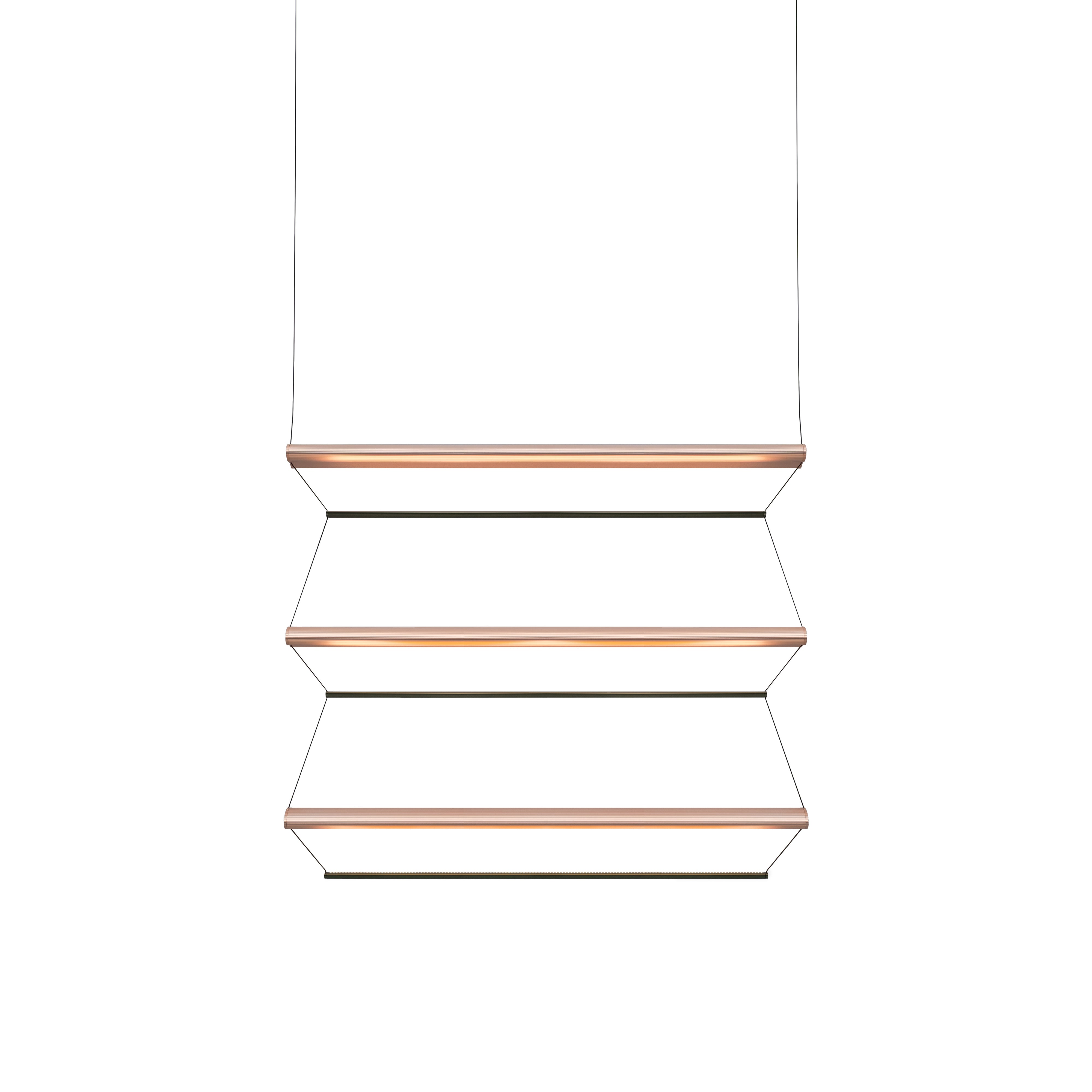 Tier 100 Vertical Pendant Light: 3V + Anodized Copper + Emerald