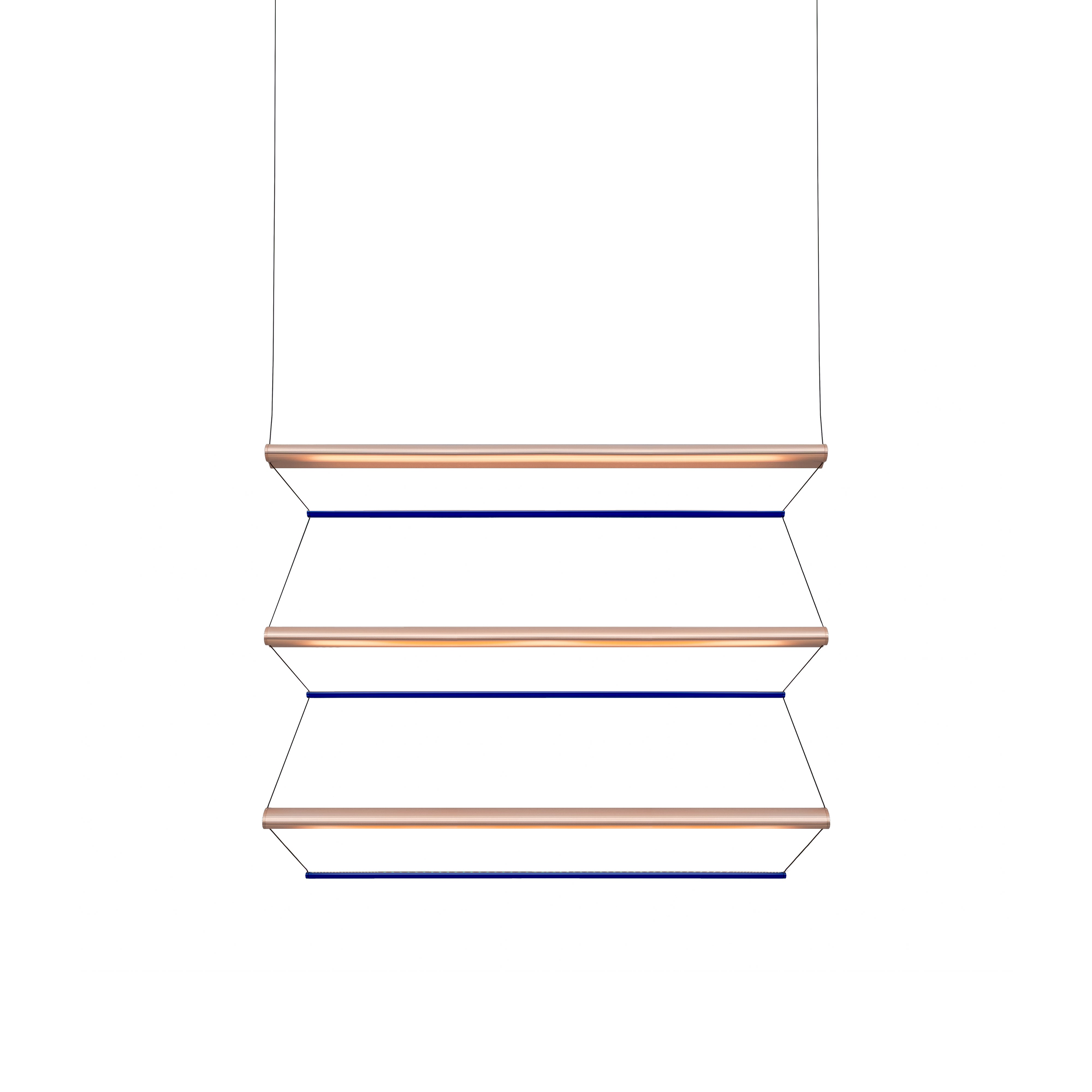 Tier 150 Vertical Pendant Light: 3V + Anodized Copper + Sapphire