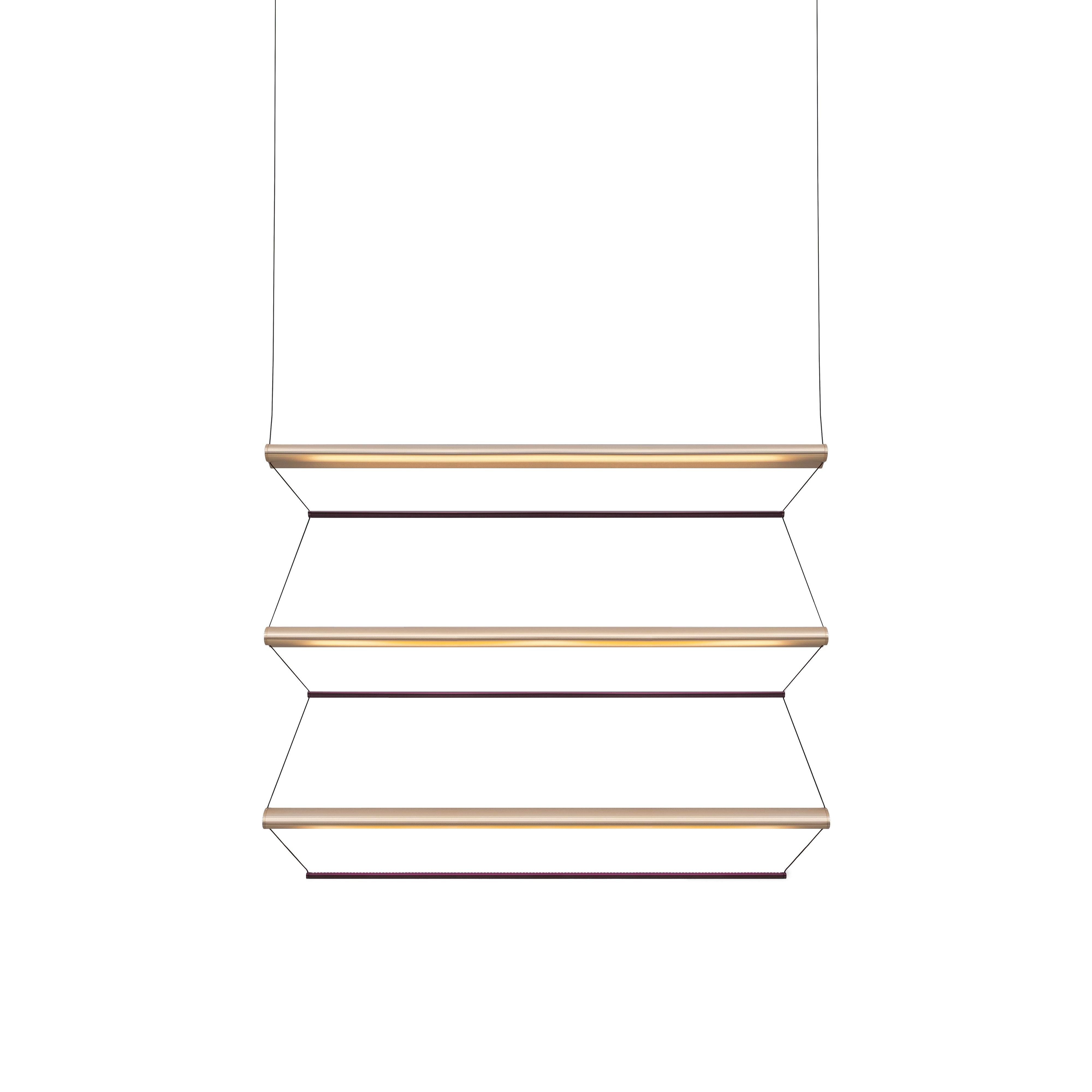 Tier 150 Vertical Pendant Light: 3V + Anodized Gold + Amethyst