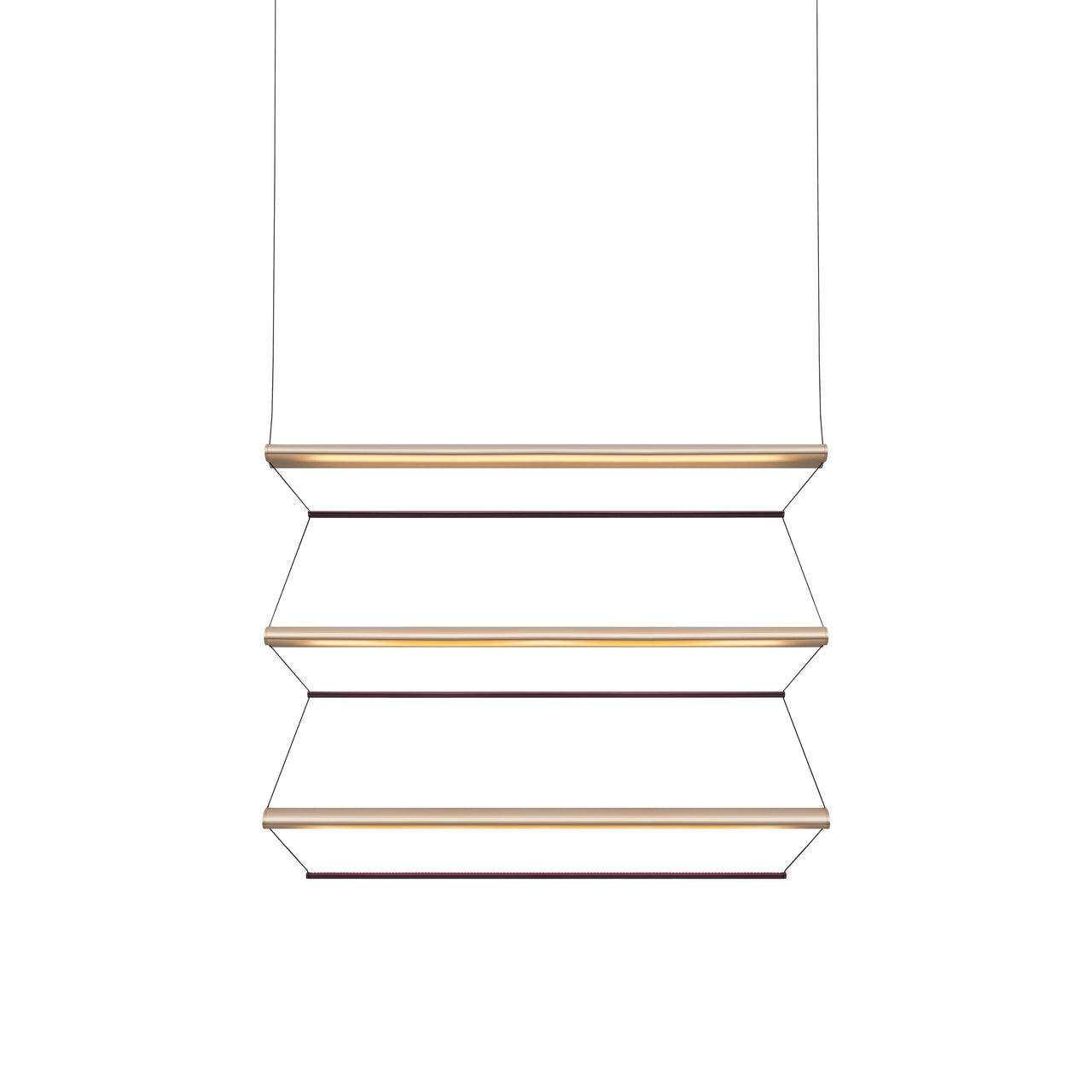 Tier 150 Vertical Pendant Light: 3V + Anodized Gold + Amethyst