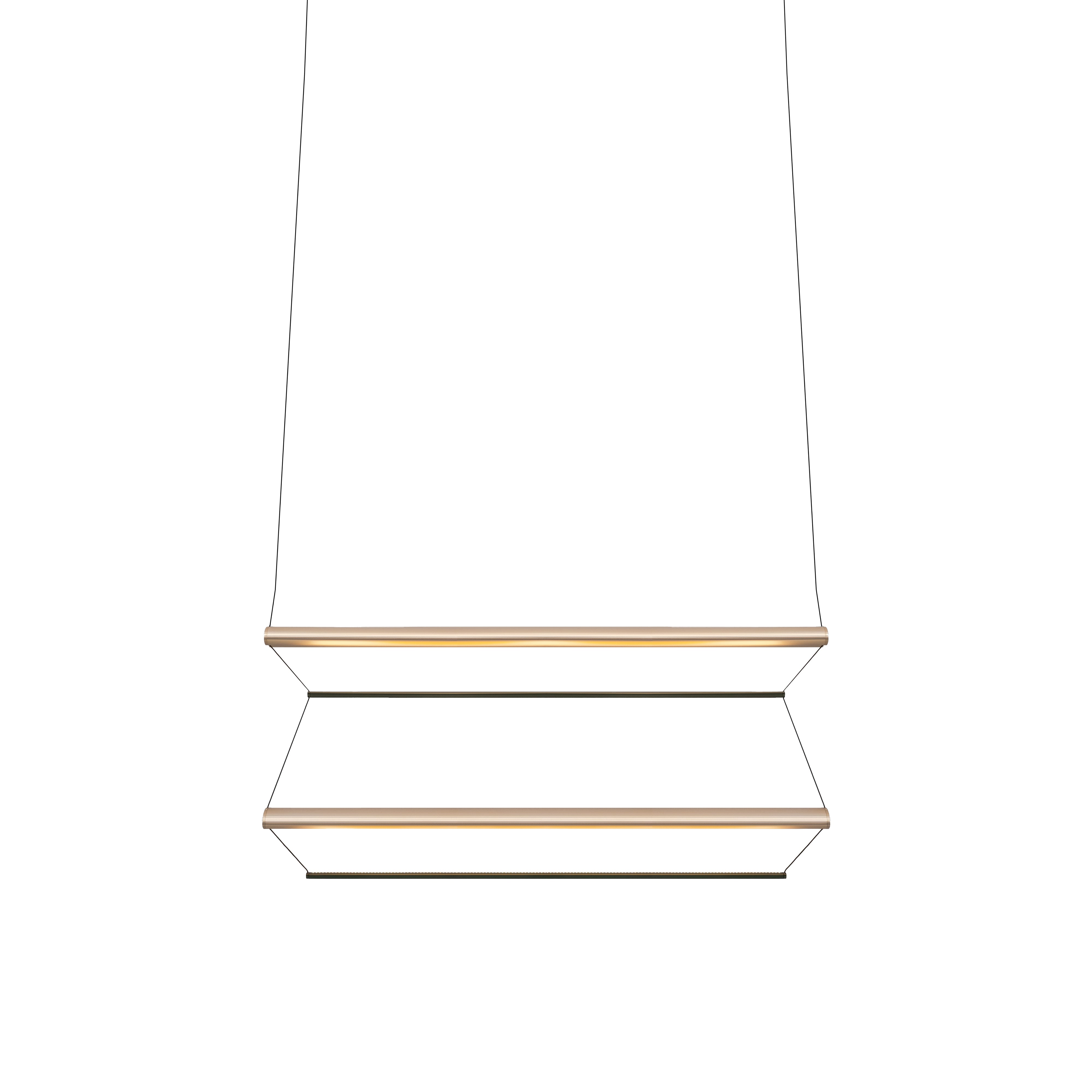 Tier 150 Vertical Pendant Light: 2V + Anodized Gold + Emerald