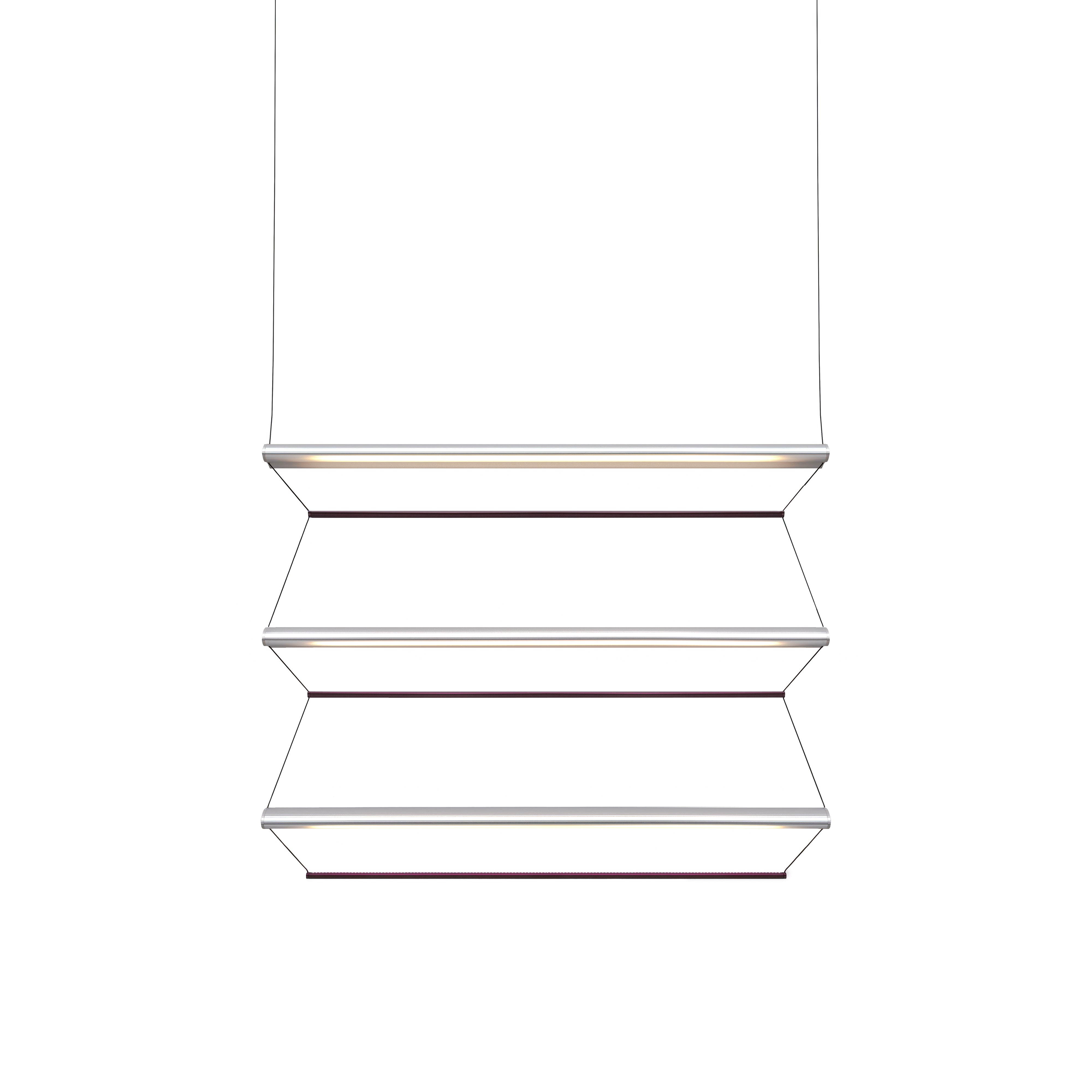 Tier 150 Vertical Pendant Light: 3V + Anodized Silver + Amethyst