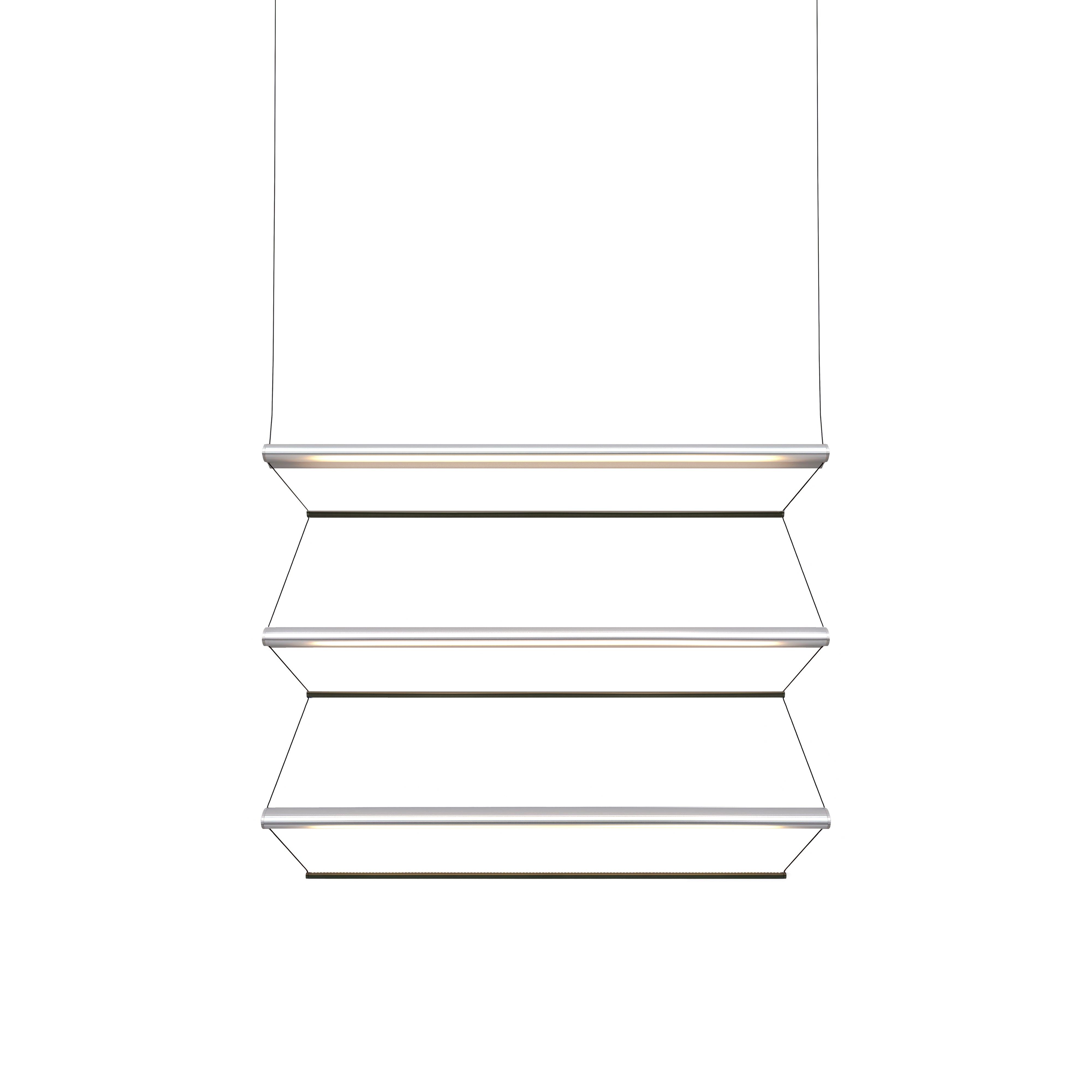 Tier 150 Vertical Pendant Light: 3V + Anodized Silver + Emerald