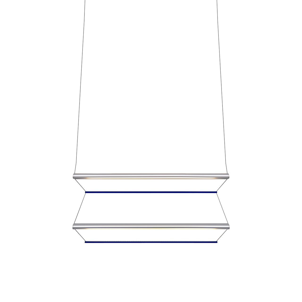 Tier 150 Vertical Pendant Light: 2V + Anodized Silver + Sapphire