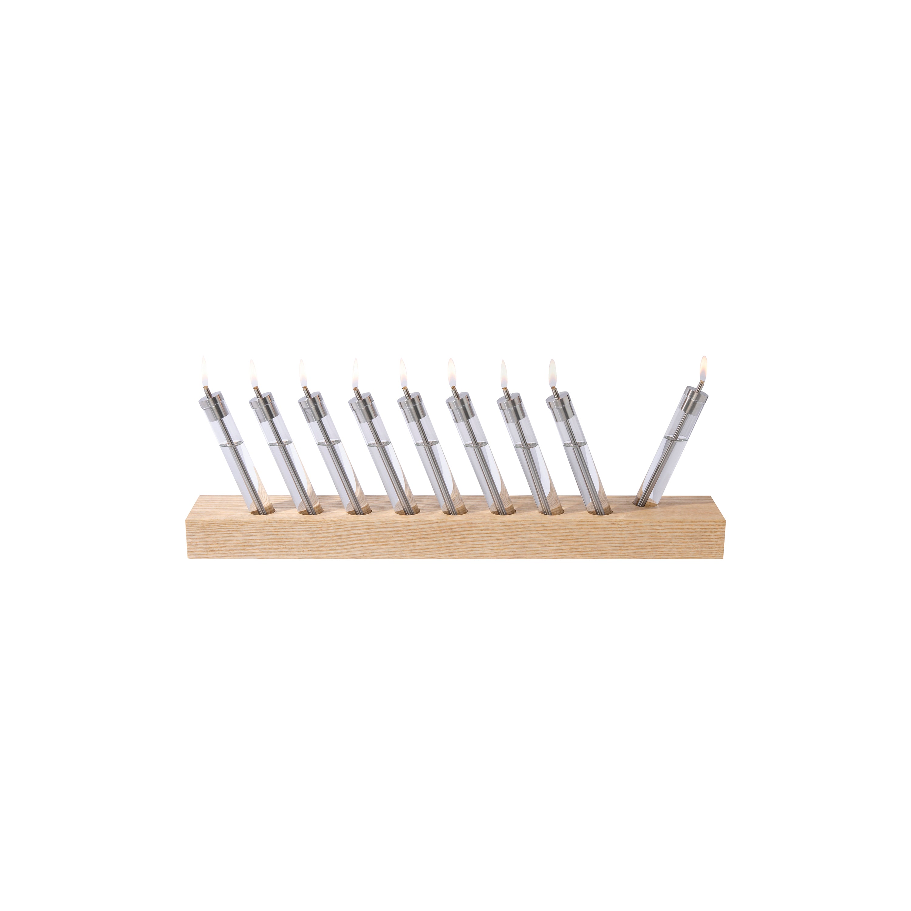 Migration Menorah: Natural Ash + Stainless Steel